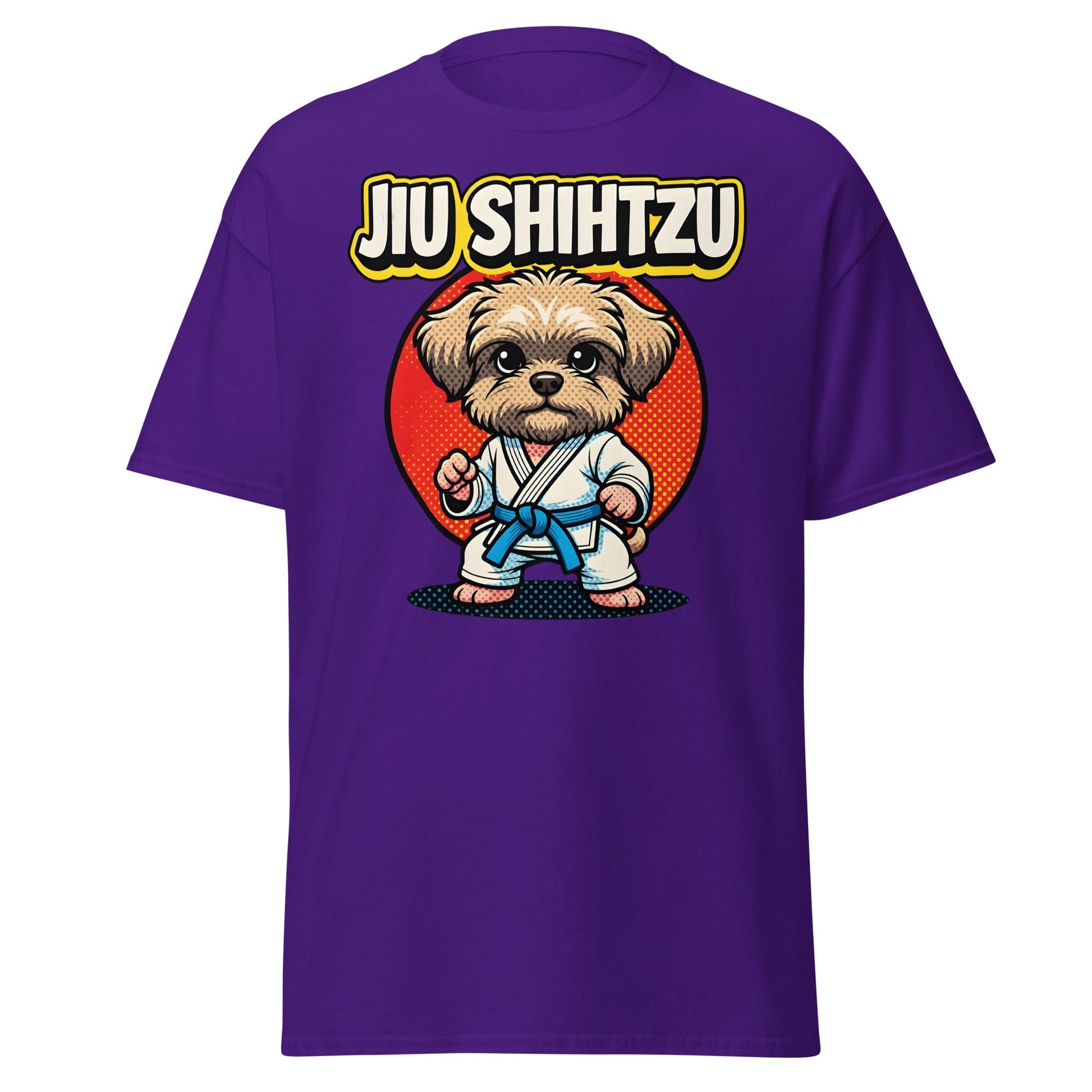 Jiu Shihtzu T-Shirt Funny BJJ Shih Tzu Dog Martial Arts Tee - Purple - T-Shirts Online