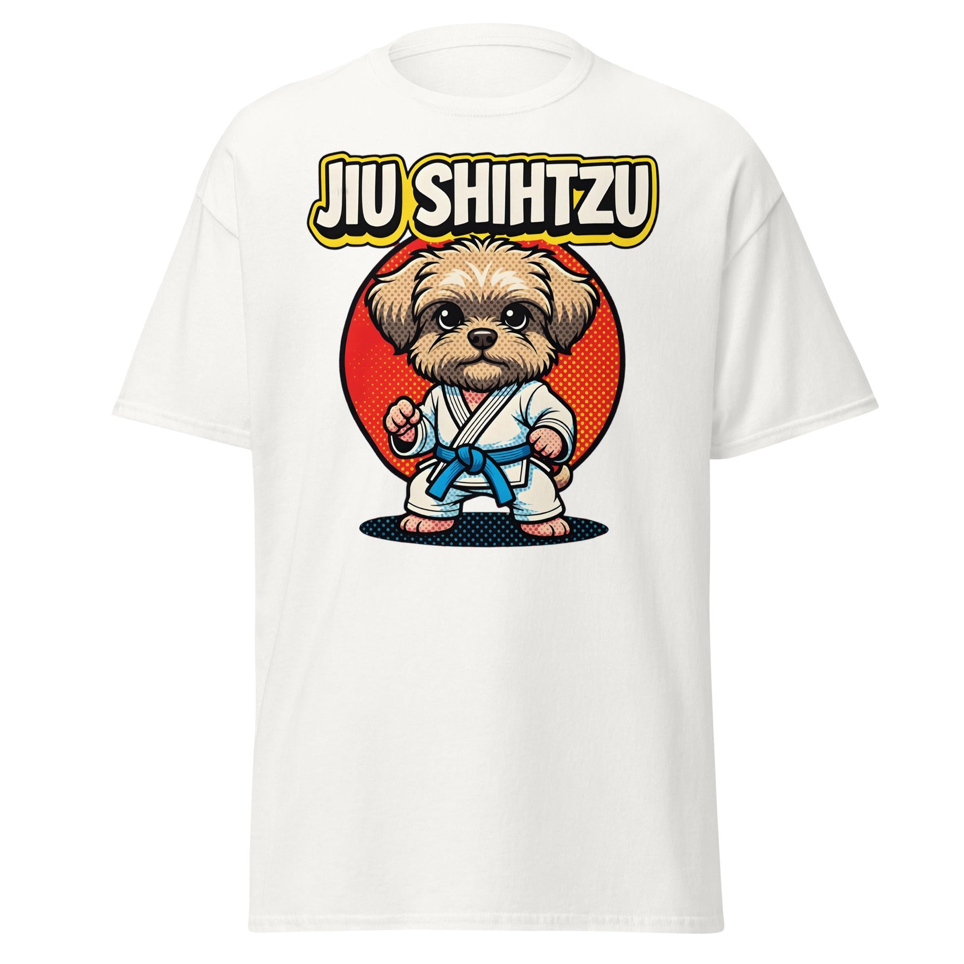 Jiu Shihtzu T-Shirt Funny BJJ Shih Tzu Dog Martial Arts Tee - White - T-Shirts Online