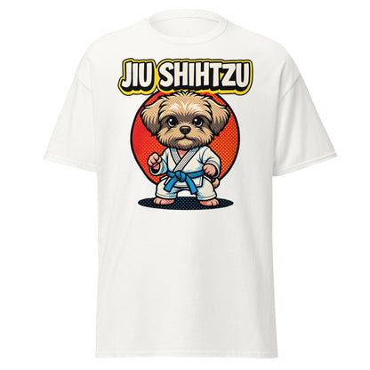 Jiu Shihtzu T-Shirt Funny BJJ Shih Tzu Dog Martial Arts Tee - White - T-Shirts Online
