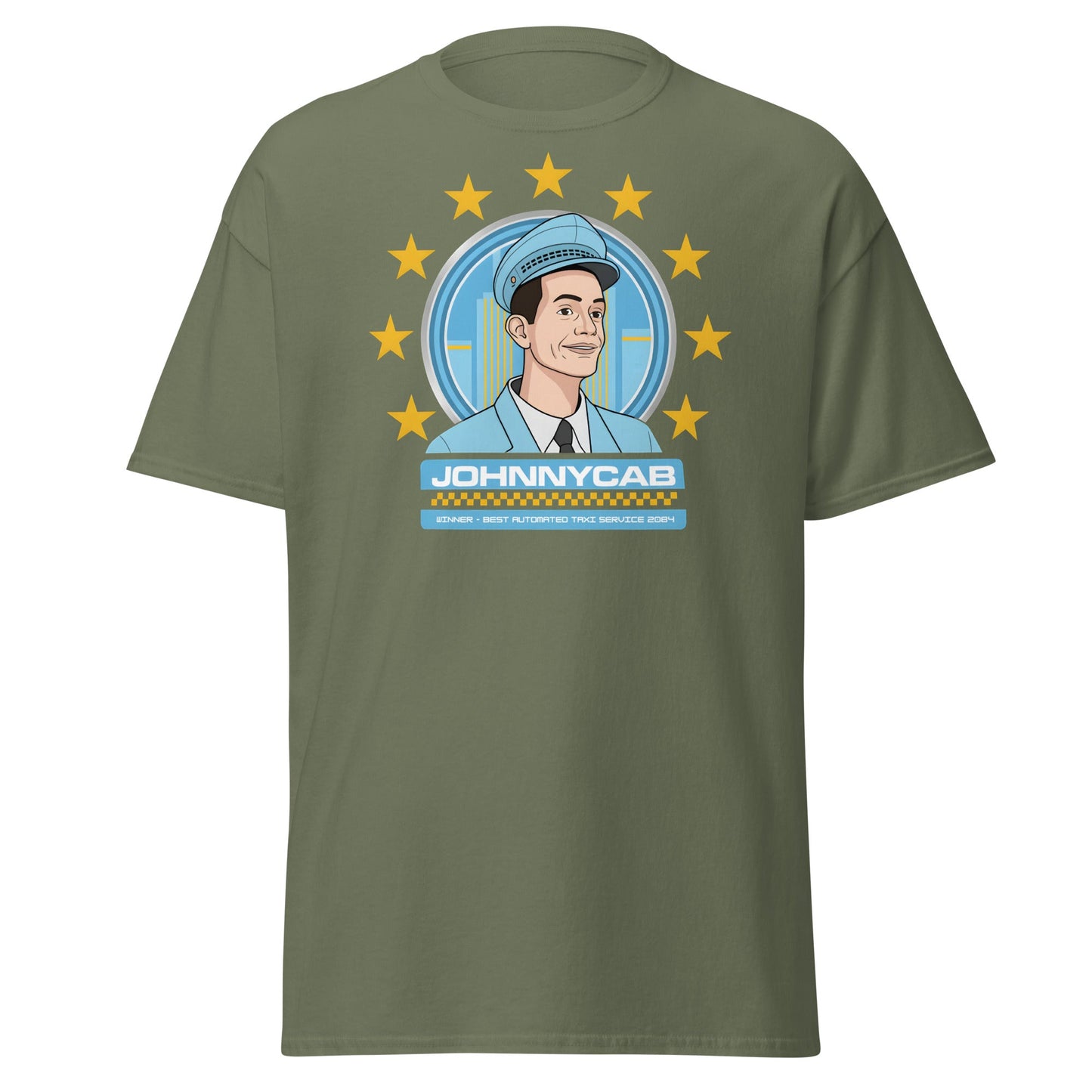 Johnnycab T-Shirt - Total Recall Automated Taxi Parody - Military Green - T-Shirts Online