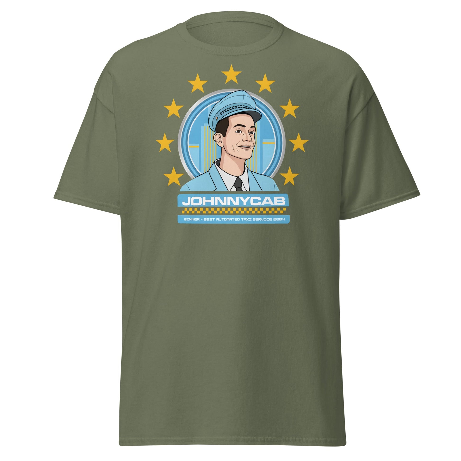 Johnnycab T-Shirt - Total Recall Automated Taxi Parody - Military Green - T-Shirts Online