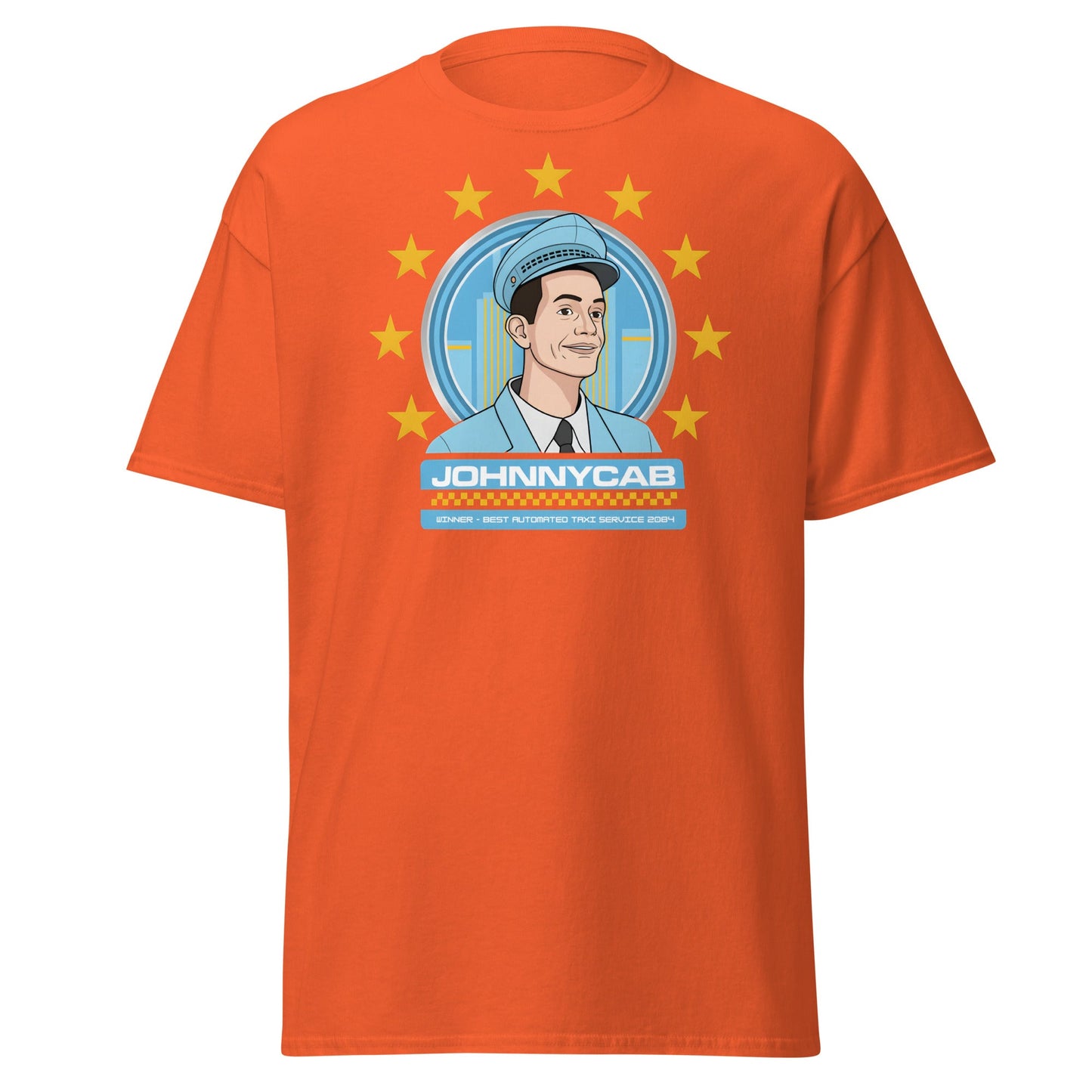 Johnnycab T-Shirt - Total Recall Automated Taxi Parody - Orange - T-Shirts Online