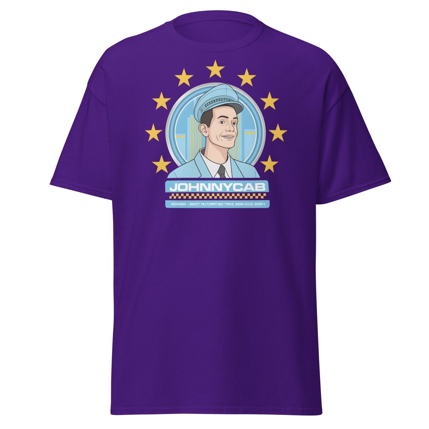Johnnycab T-Shirt - Total Recall Automated Taxi Parody - Purple - T-Shirts Online