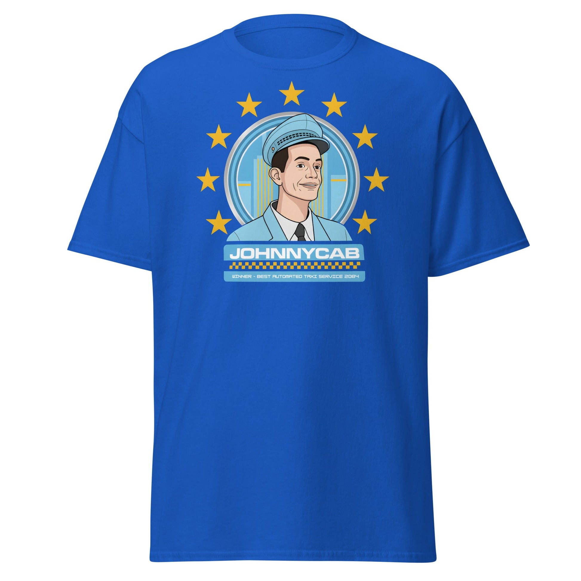Johnnycab T-Shirt - Total Recall Automated Taxi Parody - Royal - T-Shirts Online
