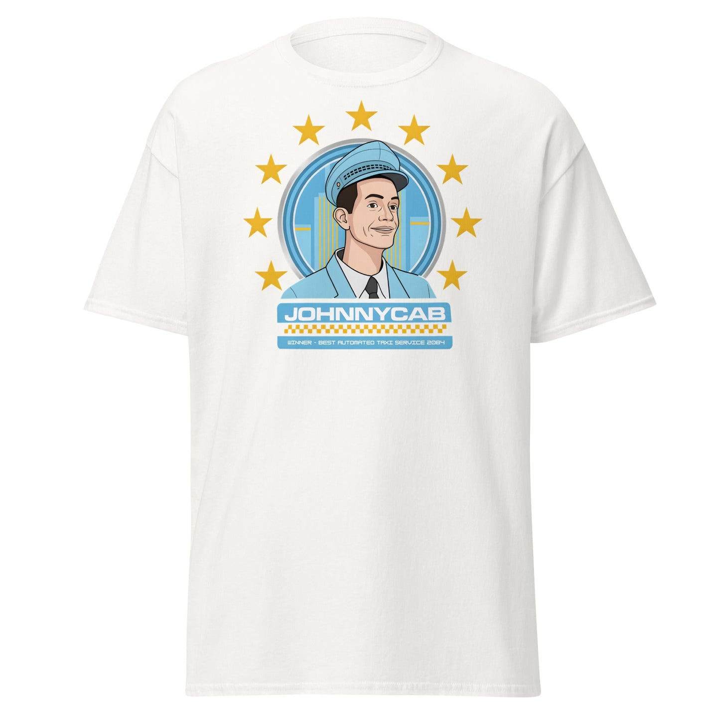 Johnnycab T-Shirt - Total Recall Automated Taxi Parody - White - T-Shirts Online