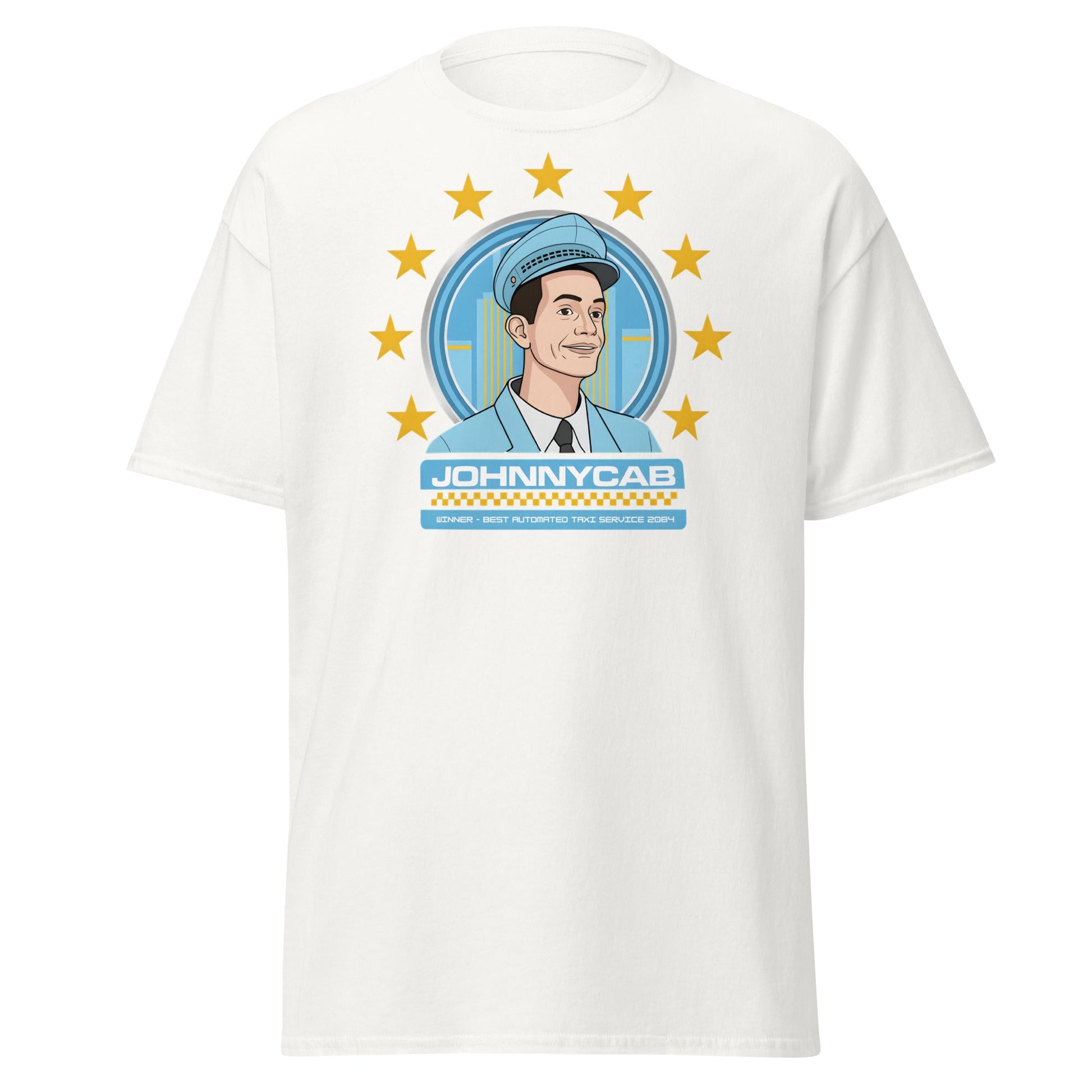 Johnnycab T-Shirt - Total Recall Automated Taxi Parody - White - T-Shirts Online