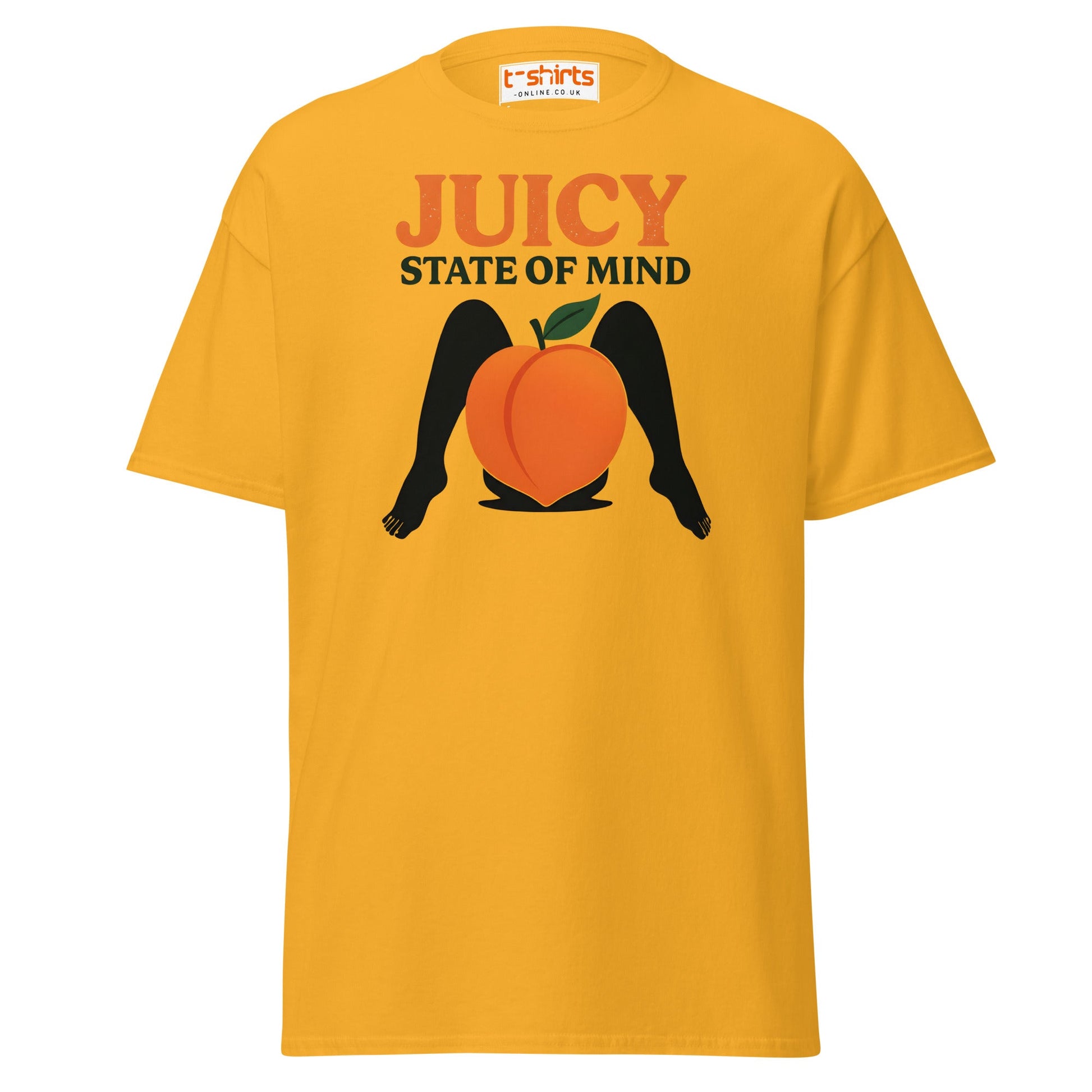 Juicy State of Mind T-Shirt – Funny Peach Adult Tee - Gold - T-Shirts Online