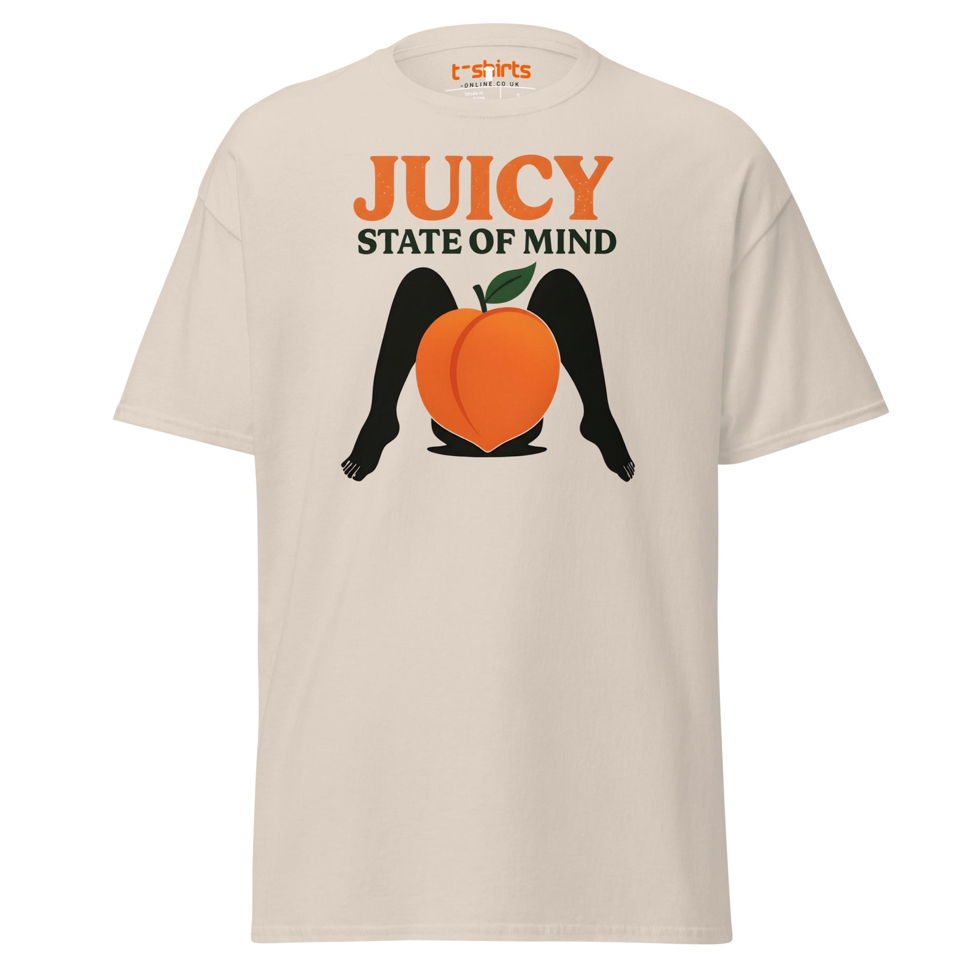Juicy State of Mind T-Shirt – Funny Peach Adult Tee - Natural - T-Shirts Online