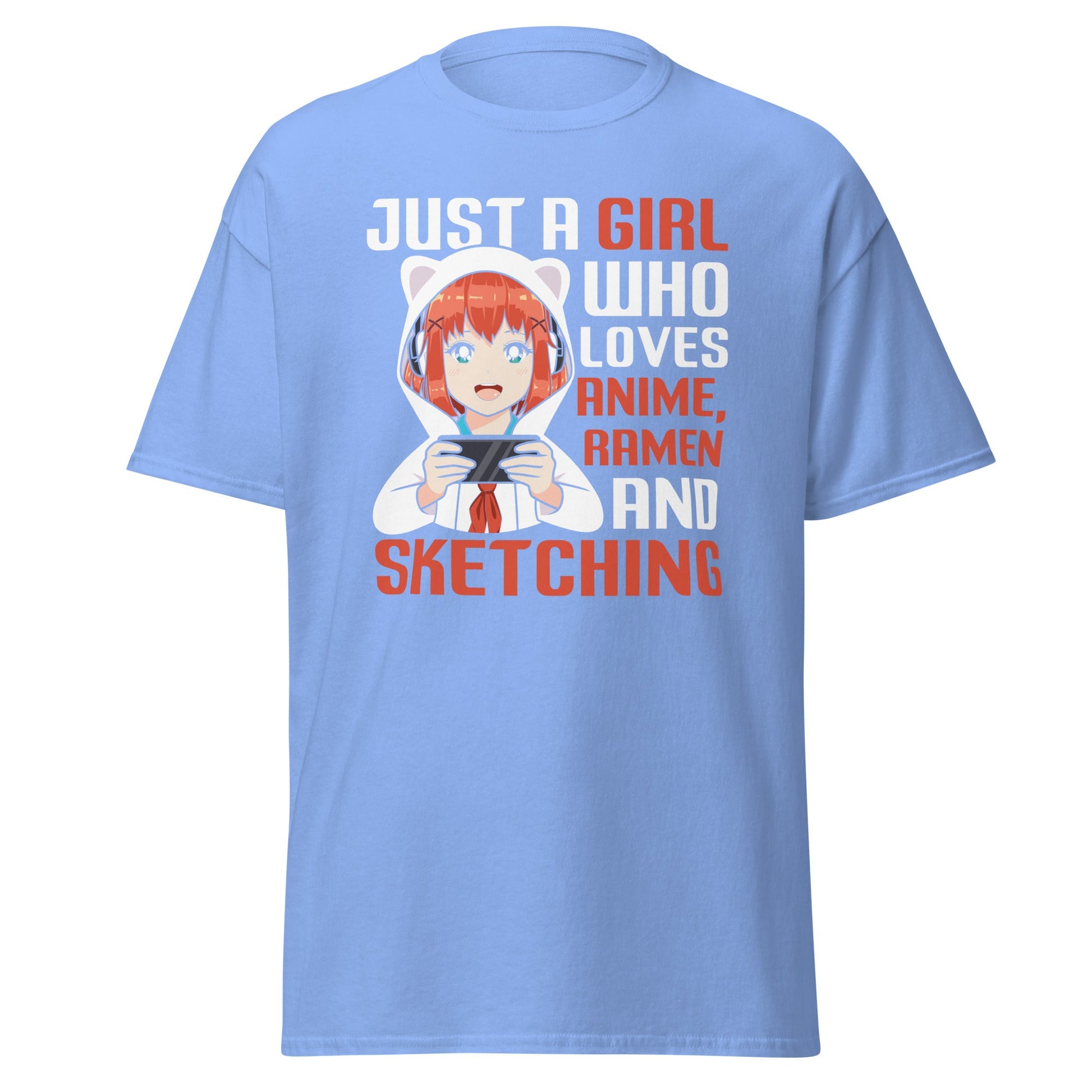 Just a Girl | Anime T-Shirt - Carolina Blue - T-Shirts Online