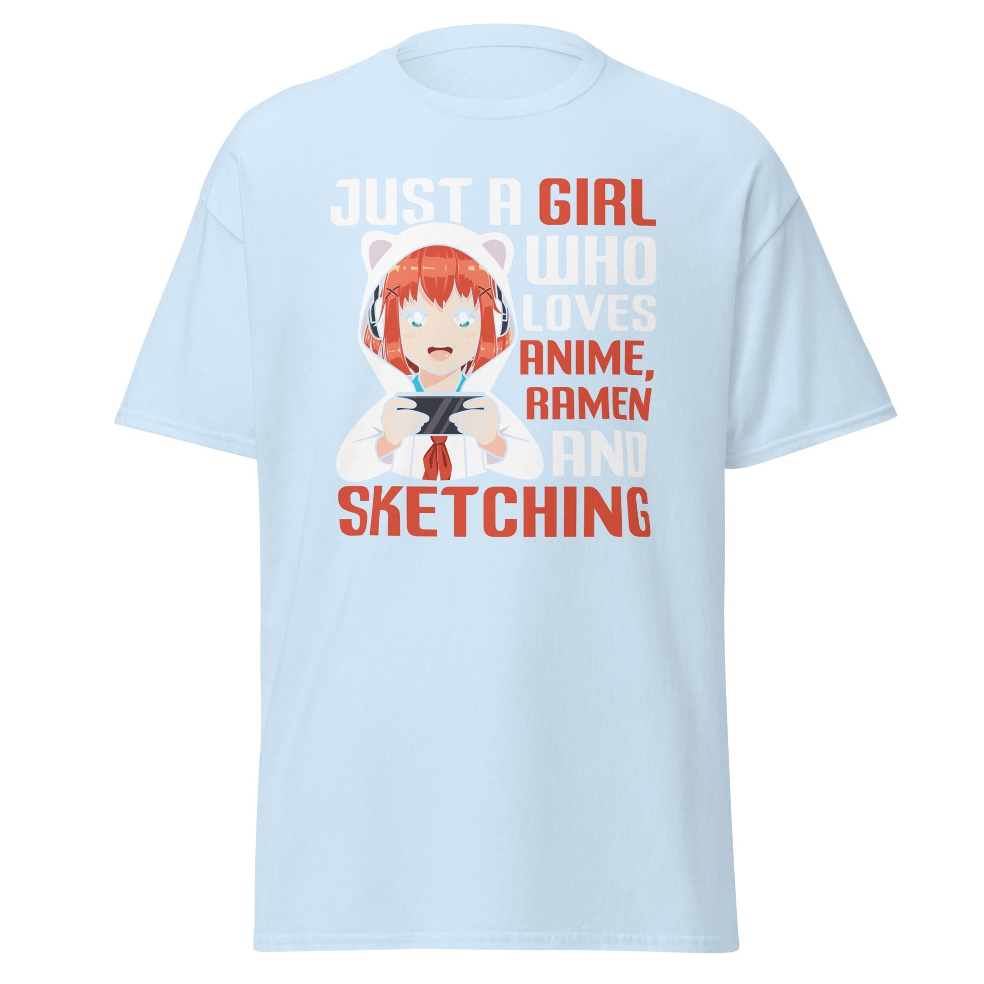 Just a Girl | Anime T-Shirt - Light Blue - T-Shirts Online
