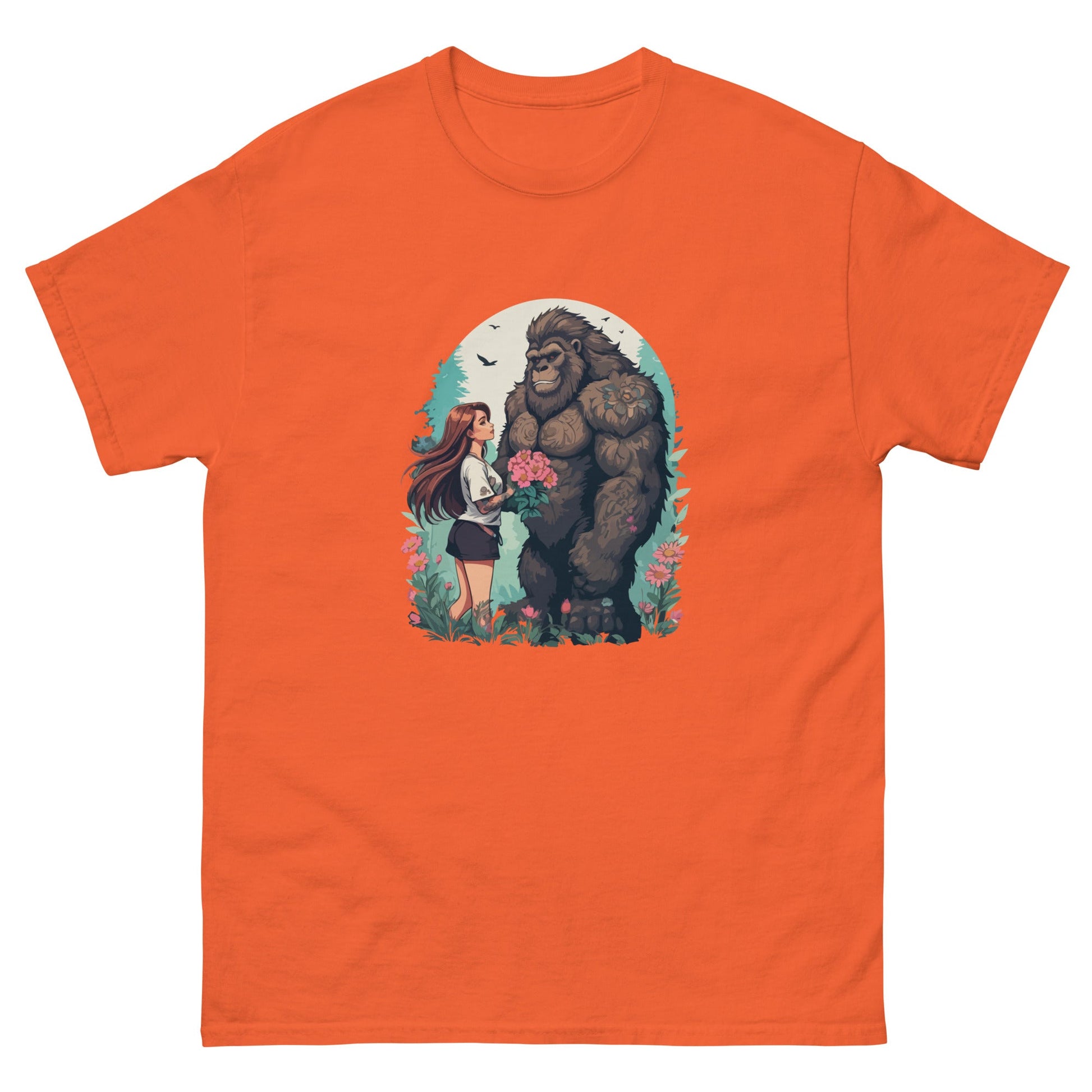 Just a Girl & Her Gorilla | Adult T-Shirt - Orange - T-Shirts Online