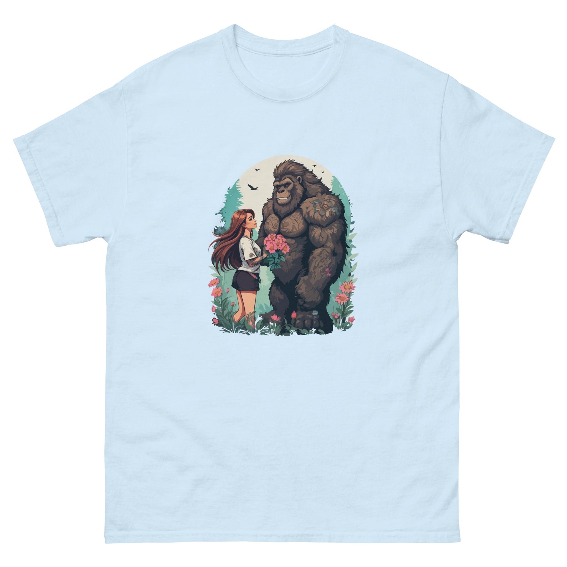Just a Girl & Her Gorilla | Adult T-Shirt - Light Blue - T-Shirts Online