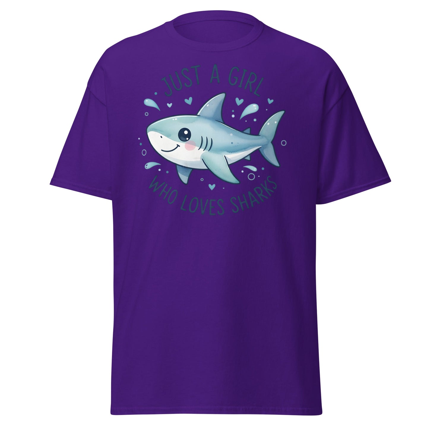 Just a Girl Who Loves Sharks T-Shirt | Cute Shark Tee - Purple - T-Shirts Online