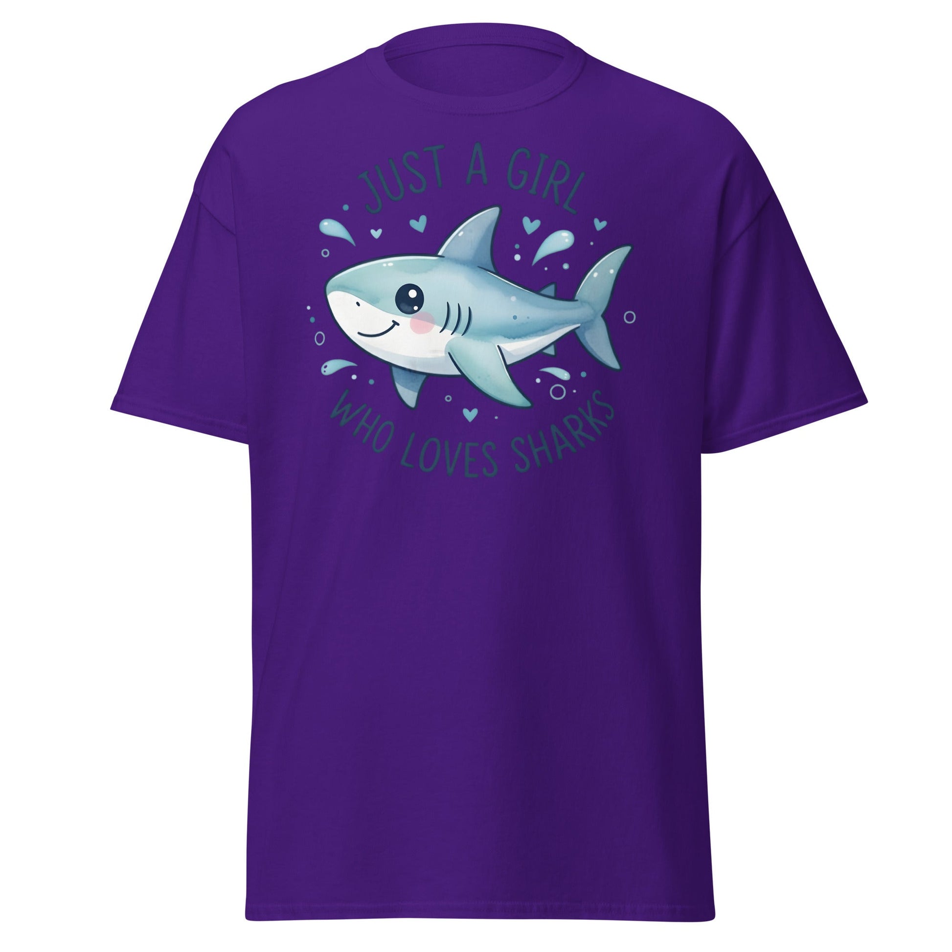 Just a Girl Who Loves Sharks T-Shirt | Cute Shark Tee - Purple - T-Shirts Online