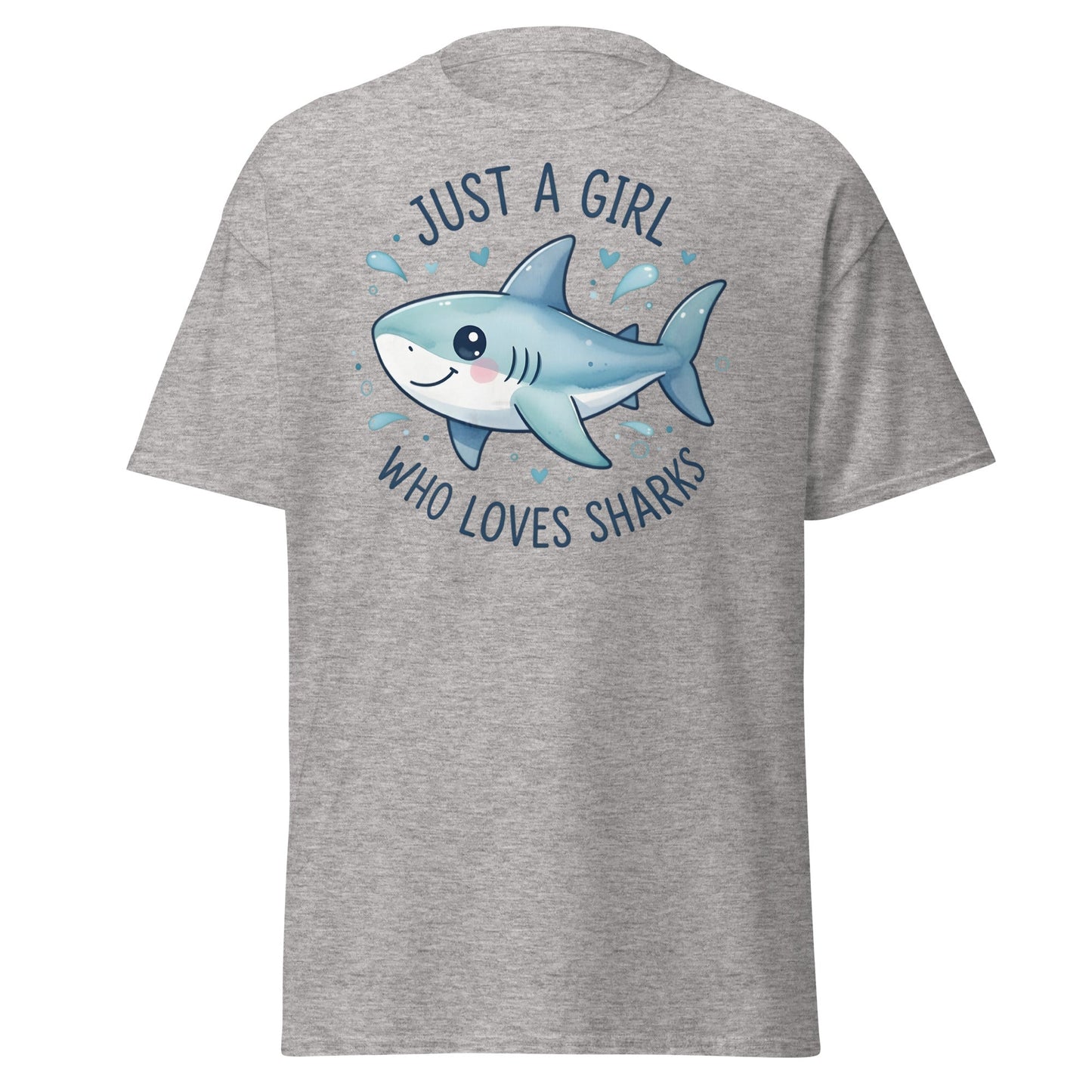 Just a Girl Who Loves Sharks T-Shirt | Cute Shark Tee - Sport Grey - T-Shirts Online