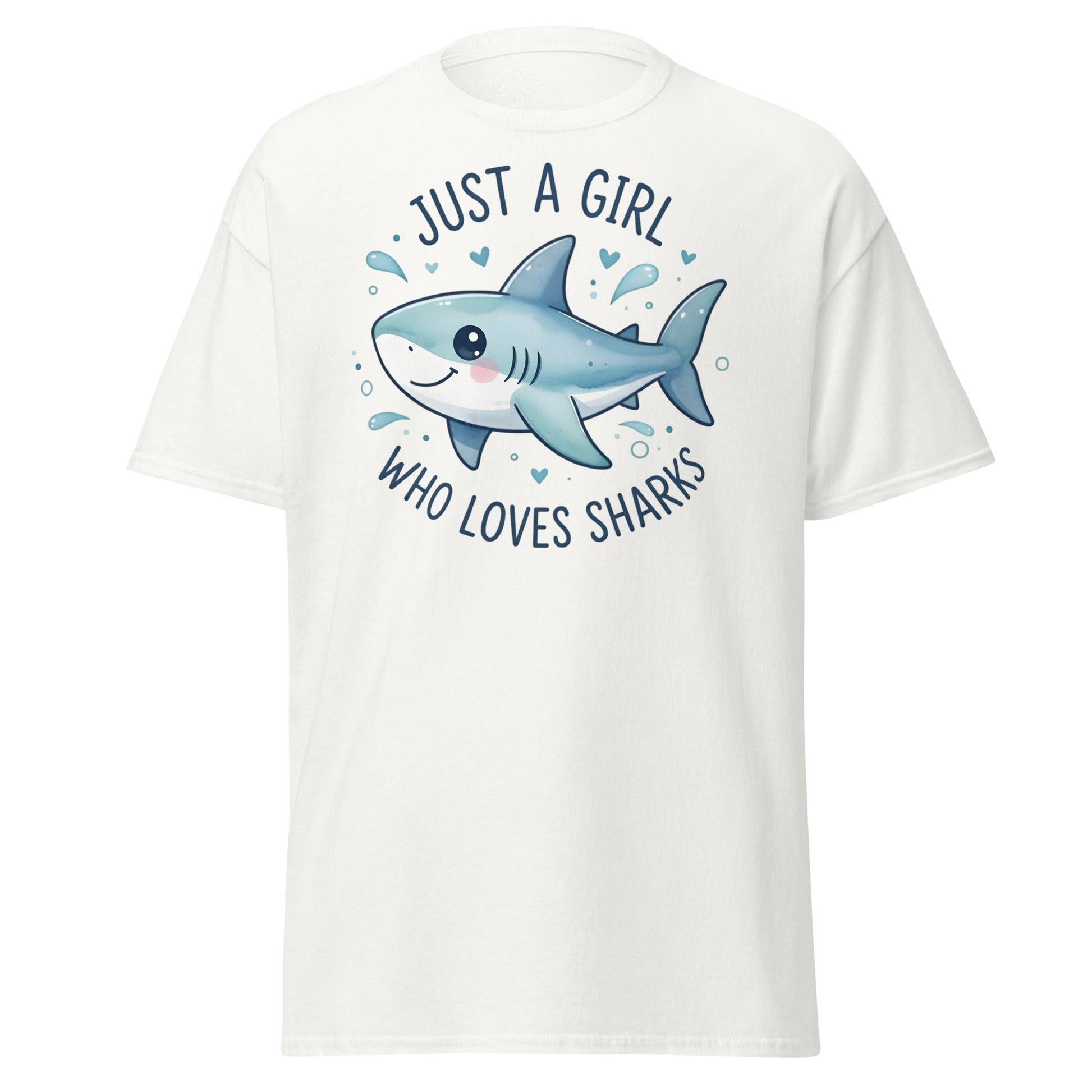 Just a Girl Who Loves Sharks T-Shirt | Cute Shark Tee - White - T-Shirts Online