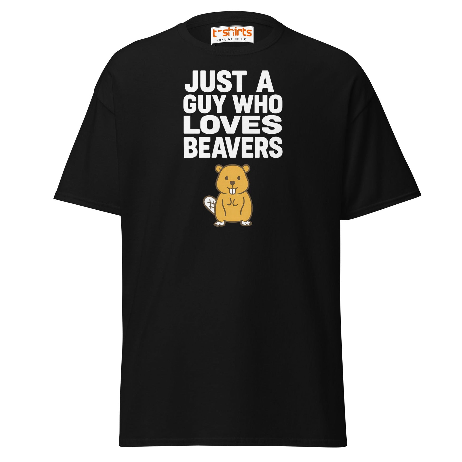 Just a Guy Who Loves Beavers Funny T-Shirt - Black - T-Shirts Online