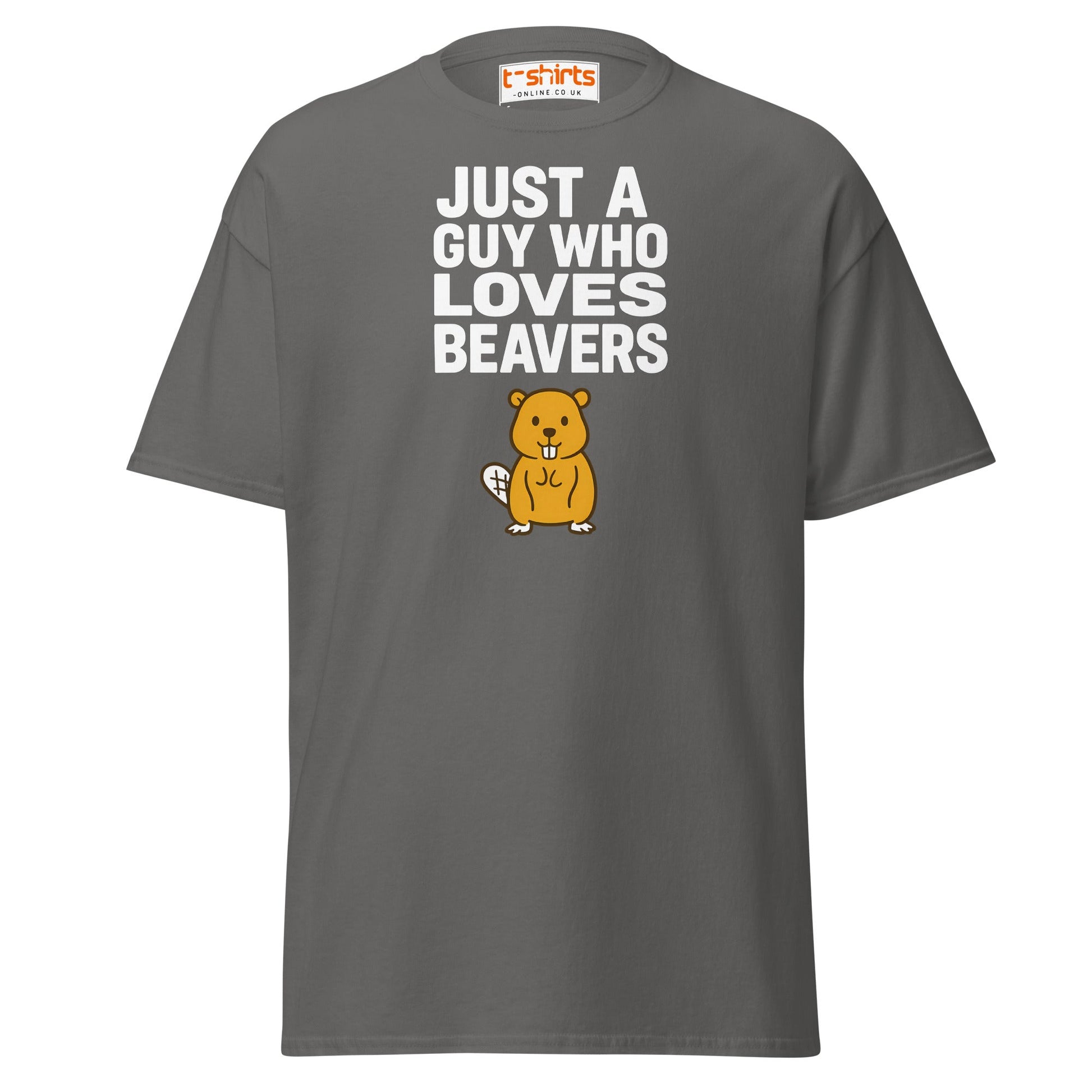Just a Guy Who Loves Beavers Funny T-Shirt - Charcoal - T-Shirts Online