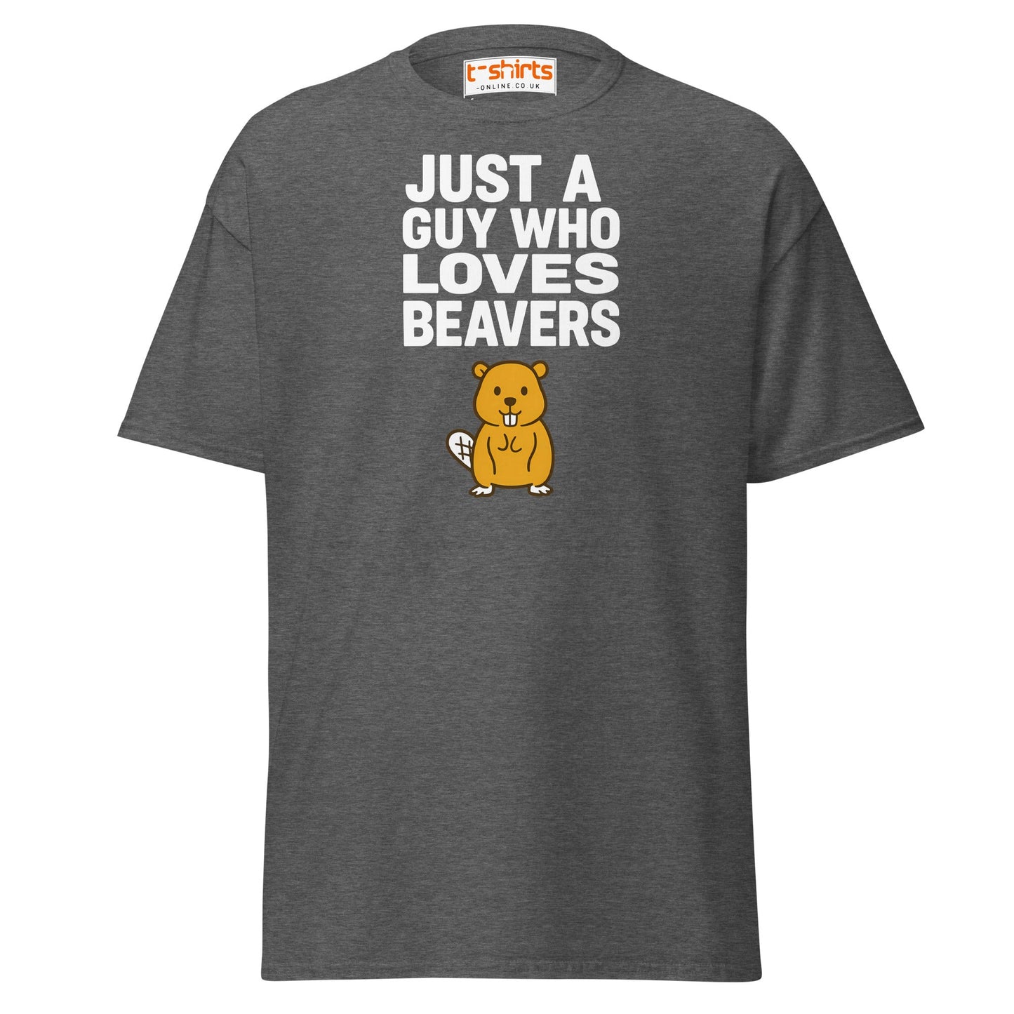 Just a Guy Who Loves Beavers Funny T-Shirt - Dark Heather - T-Shirts Online