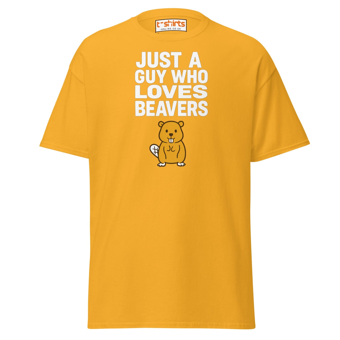 Just a Guy Who Loves Beavers Funny T-Shirt - Gold - T-Shirts Online