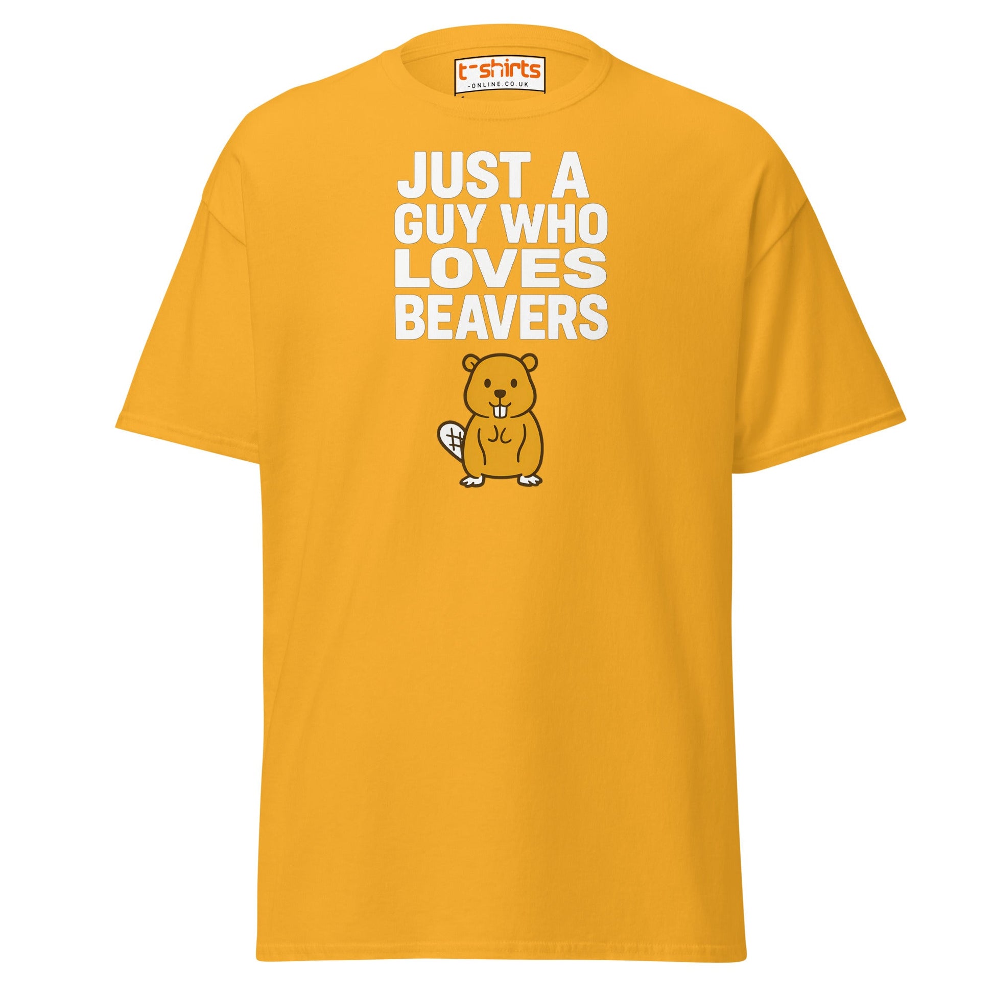 Just a Guy Who Loves Beavers Funny T-Shirt - Gold - T-Shirts Online