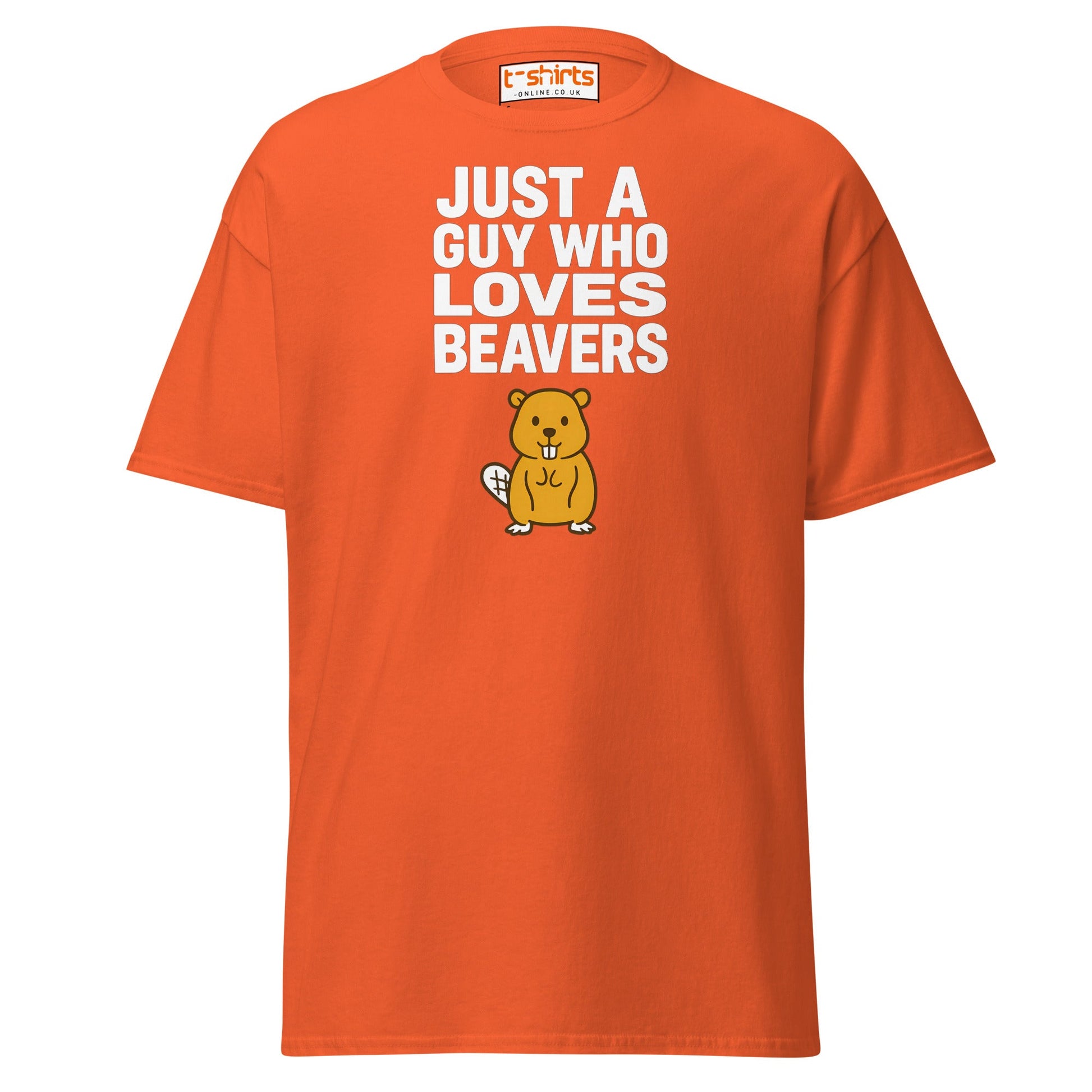 Just a Guy Who Loves Beavers Funny T-Shirt - Orange - T-Shirts Online