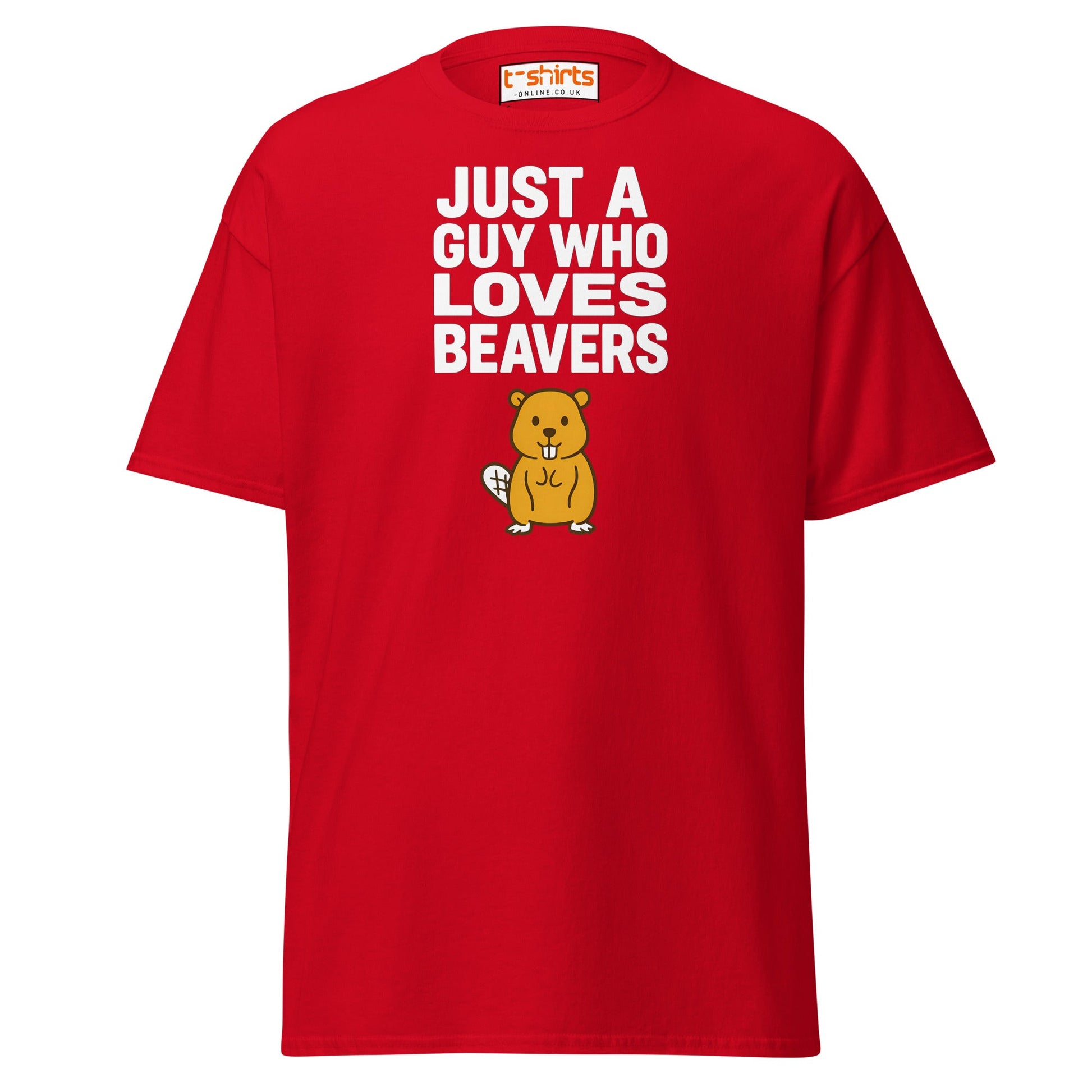 Just a Guy Who Loves Beavers Funny T-Shirt - Red - T-Shirts Online