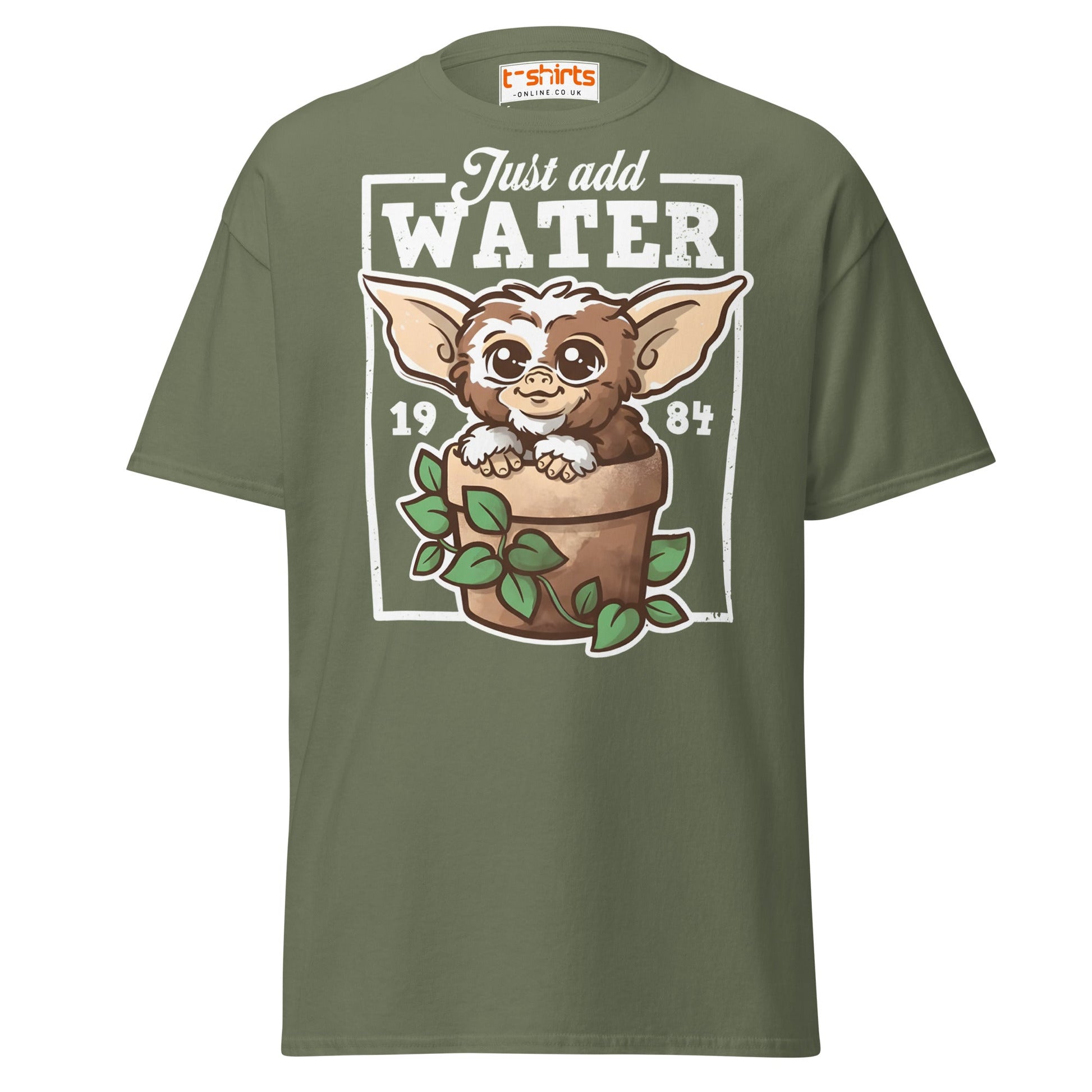 Just Add Water T-Shirt – Cute Retro Creature Tee - Military Green - T-Shirts Online