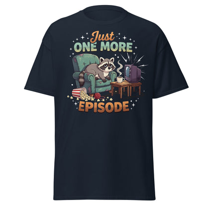 Just One More Episode Raccoon T-Shirt – Funny Binge Watch Tee - Navy - T-Shirts Online
