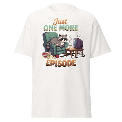 Just One More Episode Raccoon T-Shirt – Funny Binge Watch Tee - White - T-Shirts Online