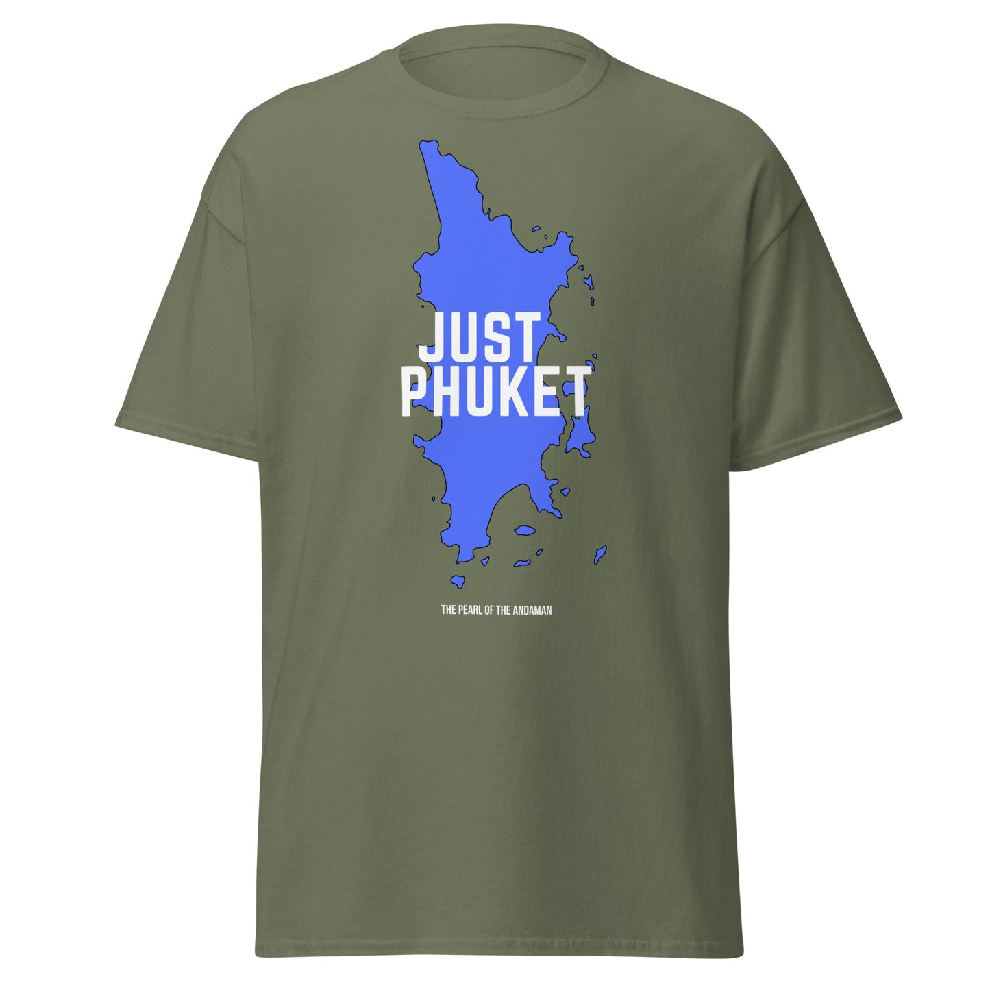 Just Phuket T-Shirt - Pearl of the Andaman Thailand Tee - Military Green - T-Shirts Online