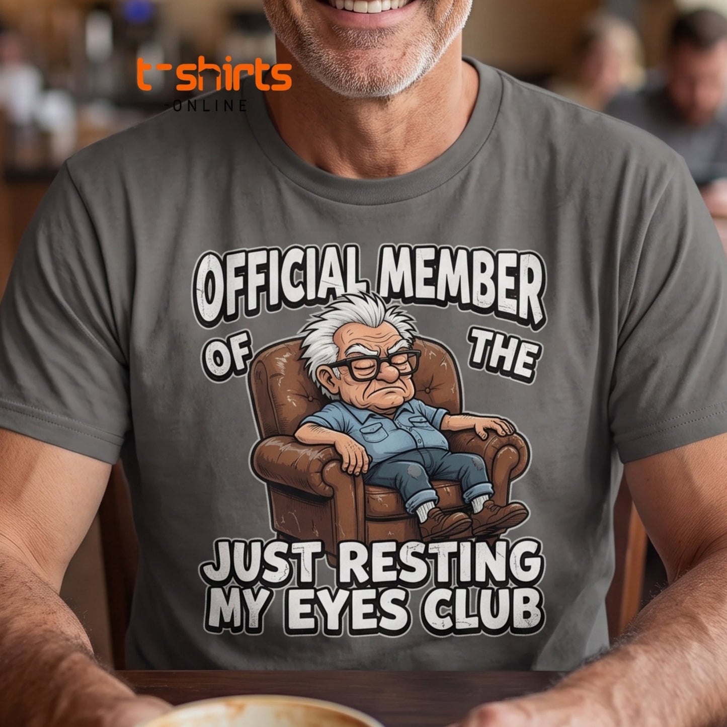 Just Resting My Eyes Club T-Shirt - Funny Grumpy Old Man Tee - Maroon - T-Shirts Online