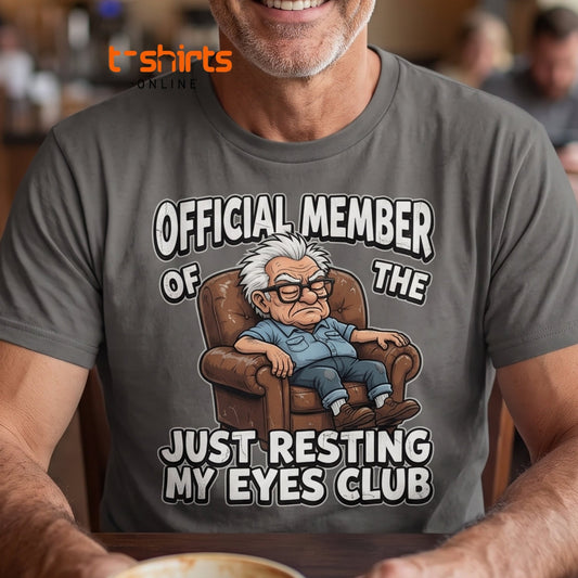 Just Resting My Eyes Club T-Shirt - Funny Grumpy Old Man Tee - Maroon - T-Shirts Online