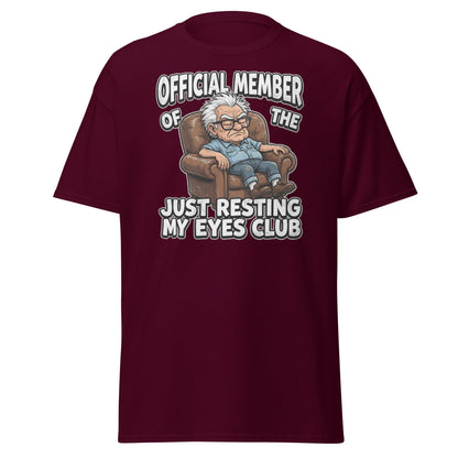 Just Resting My Eyes Club T-Shirt - Funny Grumpy Old Man Tee - Maroon - T-Shirts Online