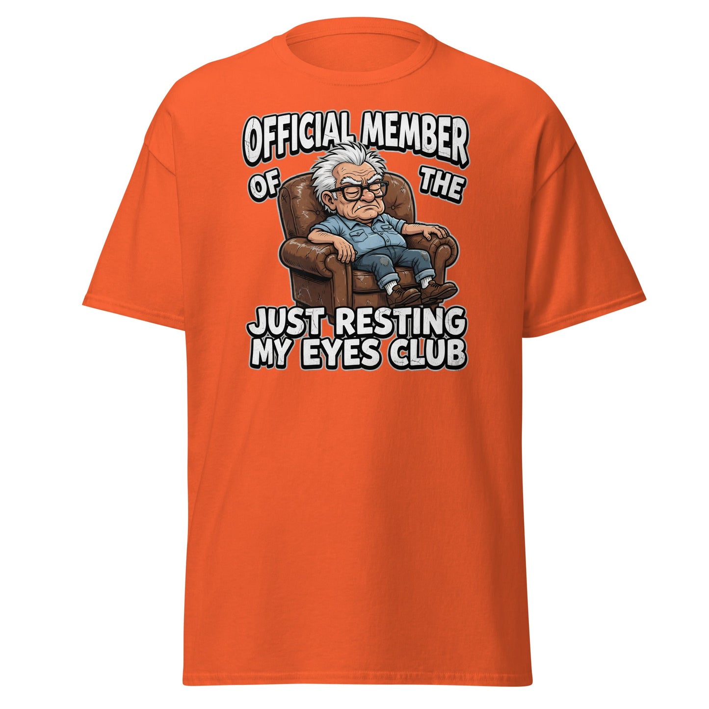 Just Resting My Eyes Club T-Shirt - Funny Grumpy Old Man Tee - Orange - T-Shirts Online