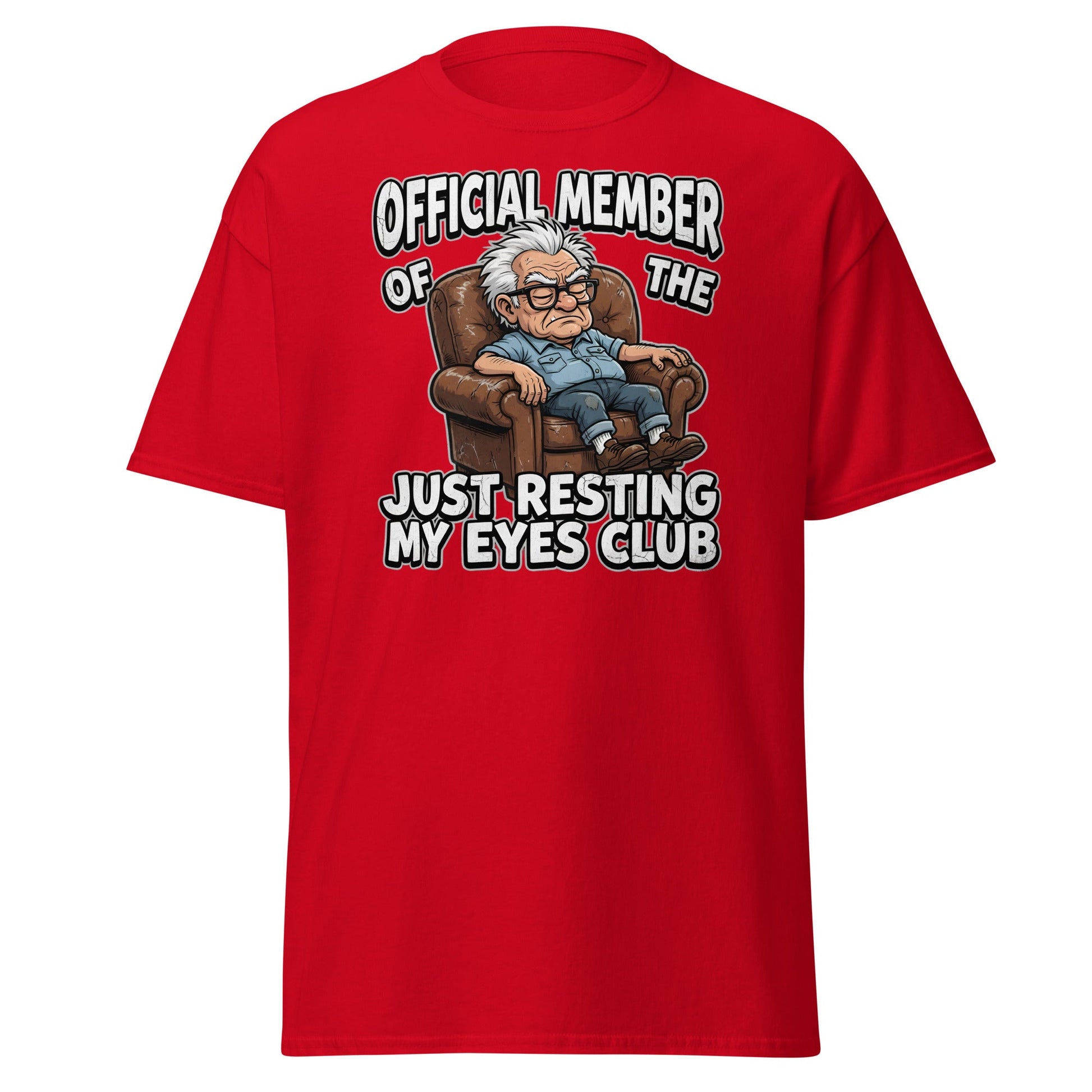 Just Resting My Eyes Club T-Shirt - Funny Grumpy Old Man Tee - Red - T-Shirts Online