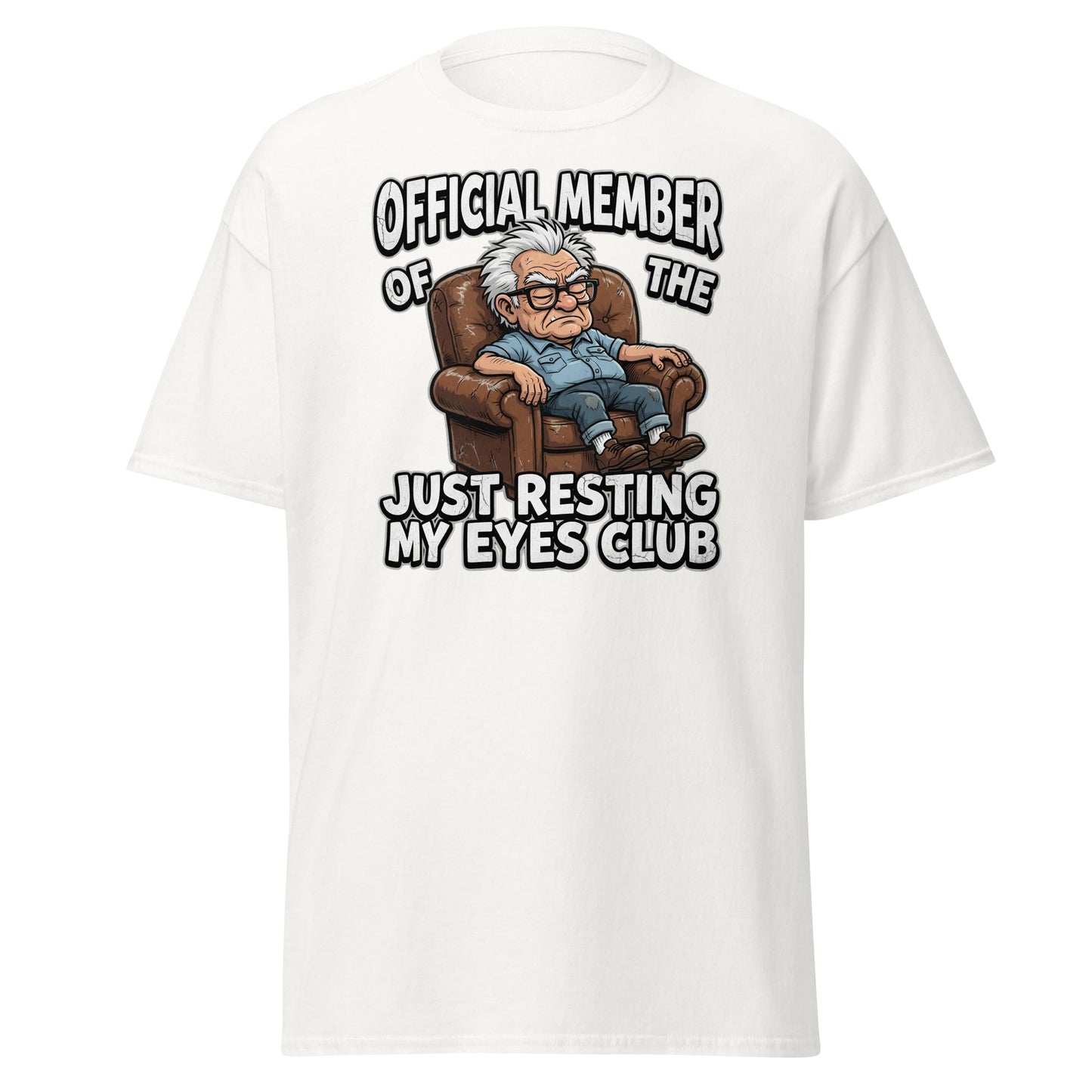 Just Resting My Eyes Club T-Shirt - Funny Grumpy Old Man Tee - White - T-Shirts Online