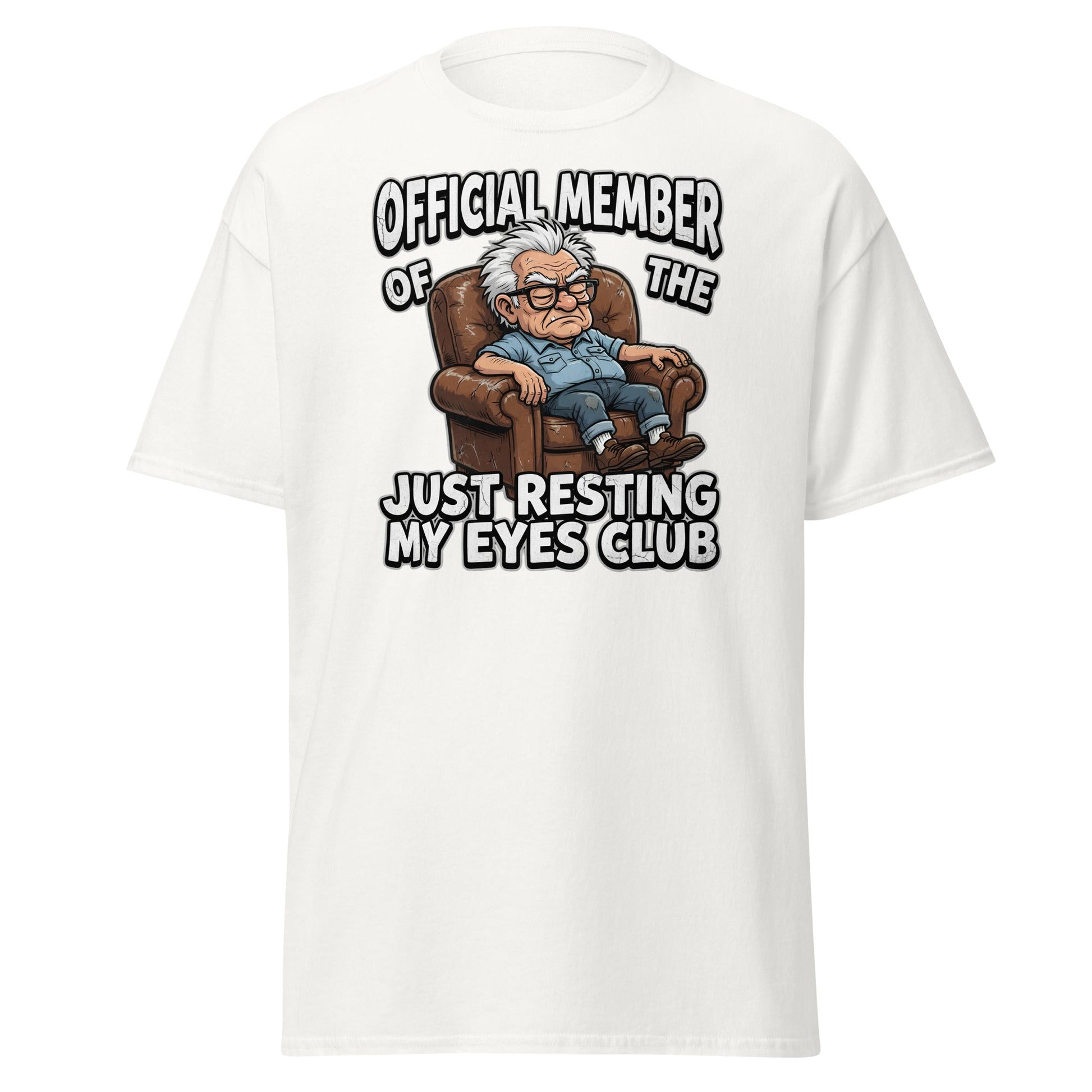 Just Resting My Eyes Club T-Shirt - Funny Grumpy Old Man Tee - White - T-Shirts Online