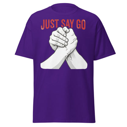 Just Say Go Arm Wrestling Tee | Pro Grip Strength Apparel - Purple - T-Shirts Online