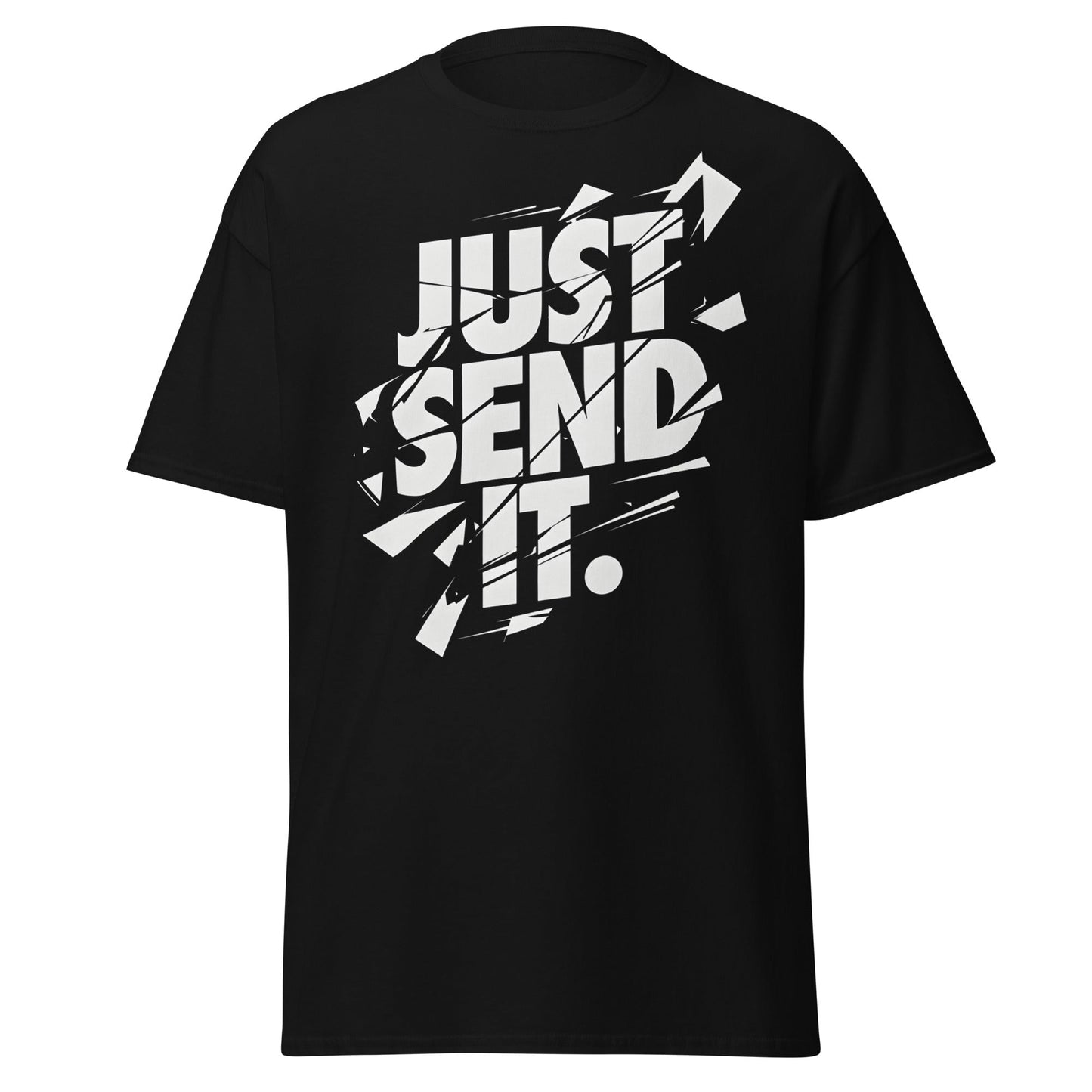 Just Send It T-Shirt | Shattered Typography Graphic Tee - Black - T-Shirts Online