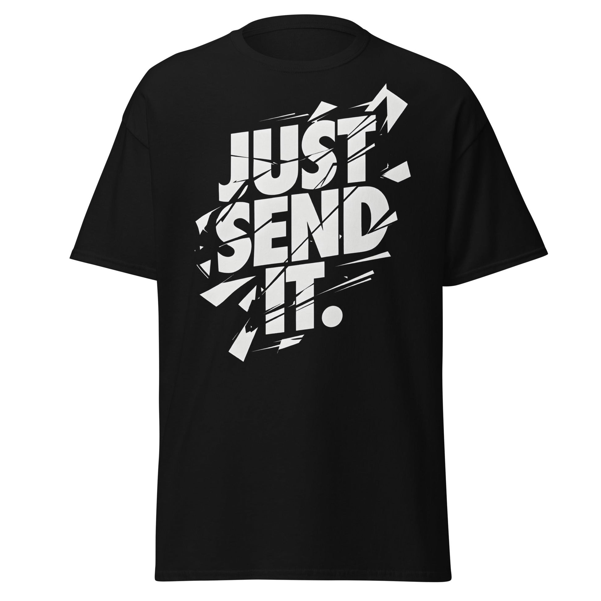 Just Send It T-Shirt | Shattered Typography Graphic Tee - Black - T-Shirts Online