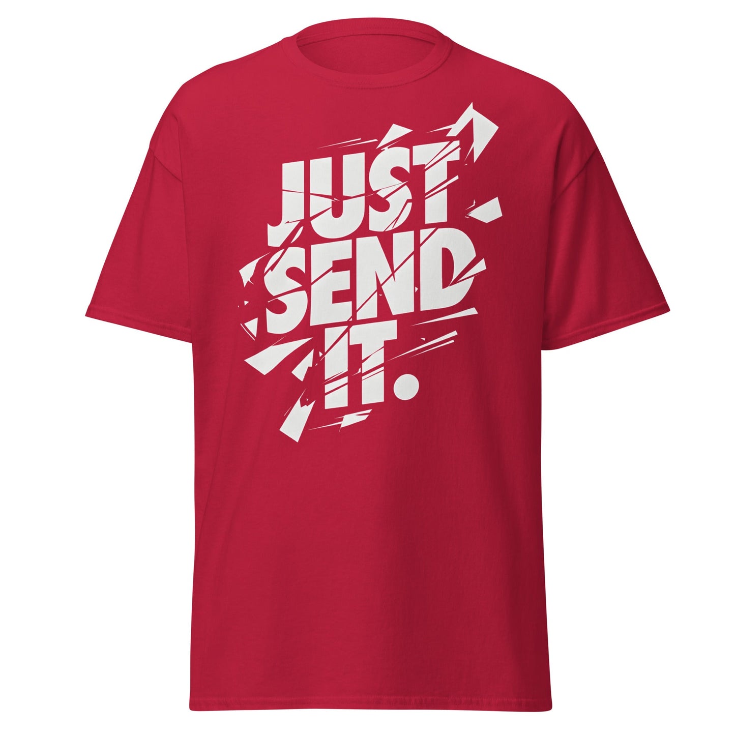 Just Send It T-Shirt | Shattered Typography Graphic Tee - Cardinal - T-Shirts Online