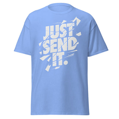 Just Send It T-Shirt | Shattered Typography Graphic Tee - Carolina Blue - T-Shirts Online