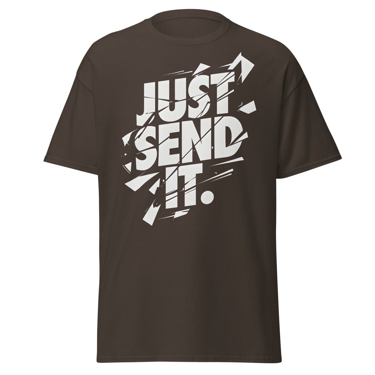 Just Send It T-Shirt | Shattered Typography Graphic Tee - Dark Chocolate - T-Shirts Online
