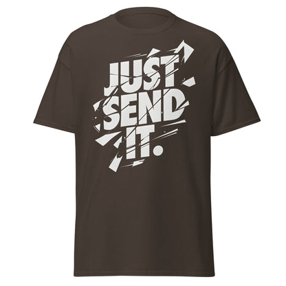 Just Send It T-Shirt | Shattered Typography Graphic Tee - Dark Chocolate - T-Shirts Online