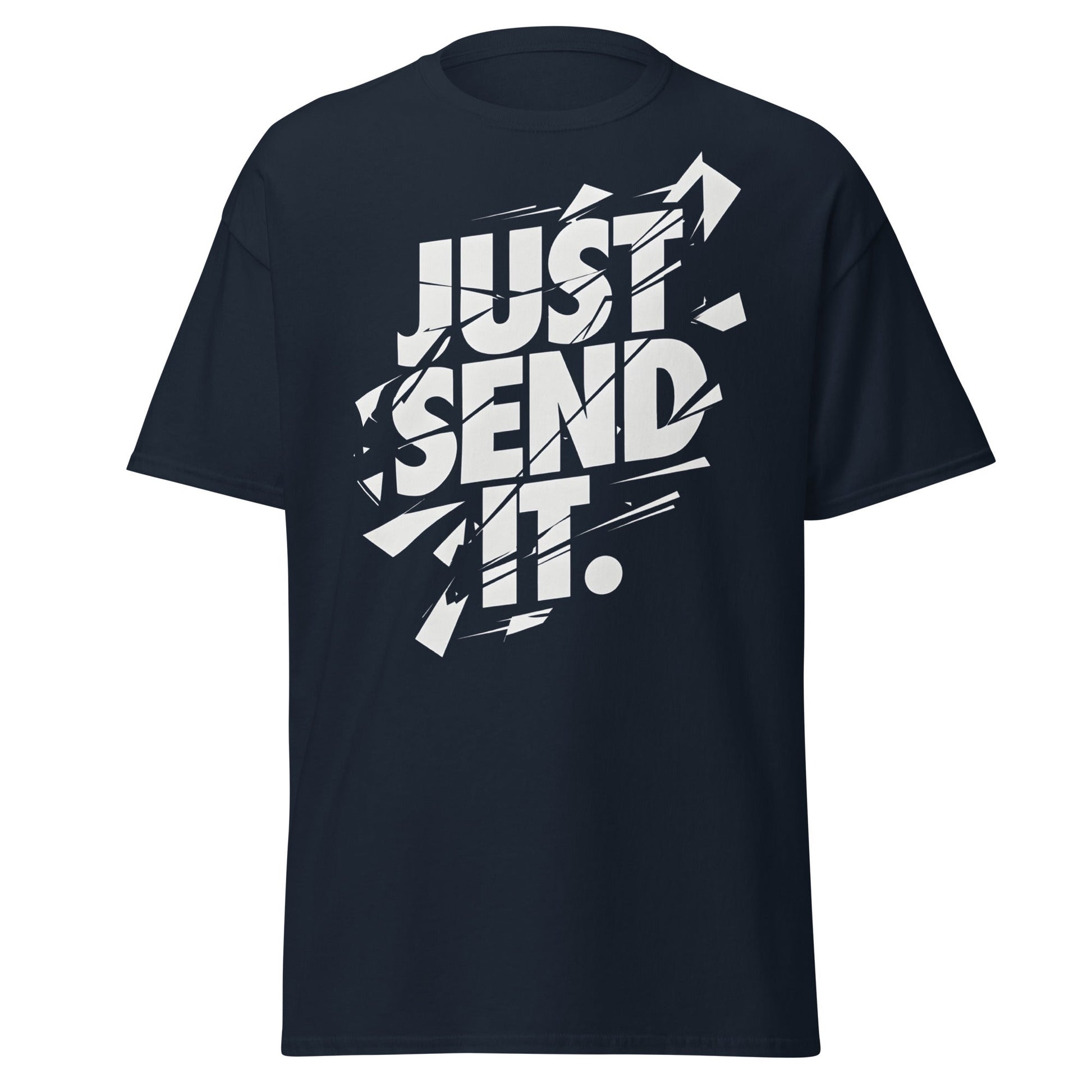 Just Send It T-Shirt | Shattered Typography Graphic Tee - Navy - T-Shirts Online