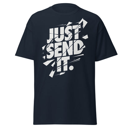 Just Send It T-Shirt | Shattered Typography Graphic Tee - Navy - T-Shirts Online