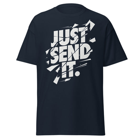 Just Send It T-Shirt | Shattered Typography Graphic Tee - Navy - T-Shirts Online