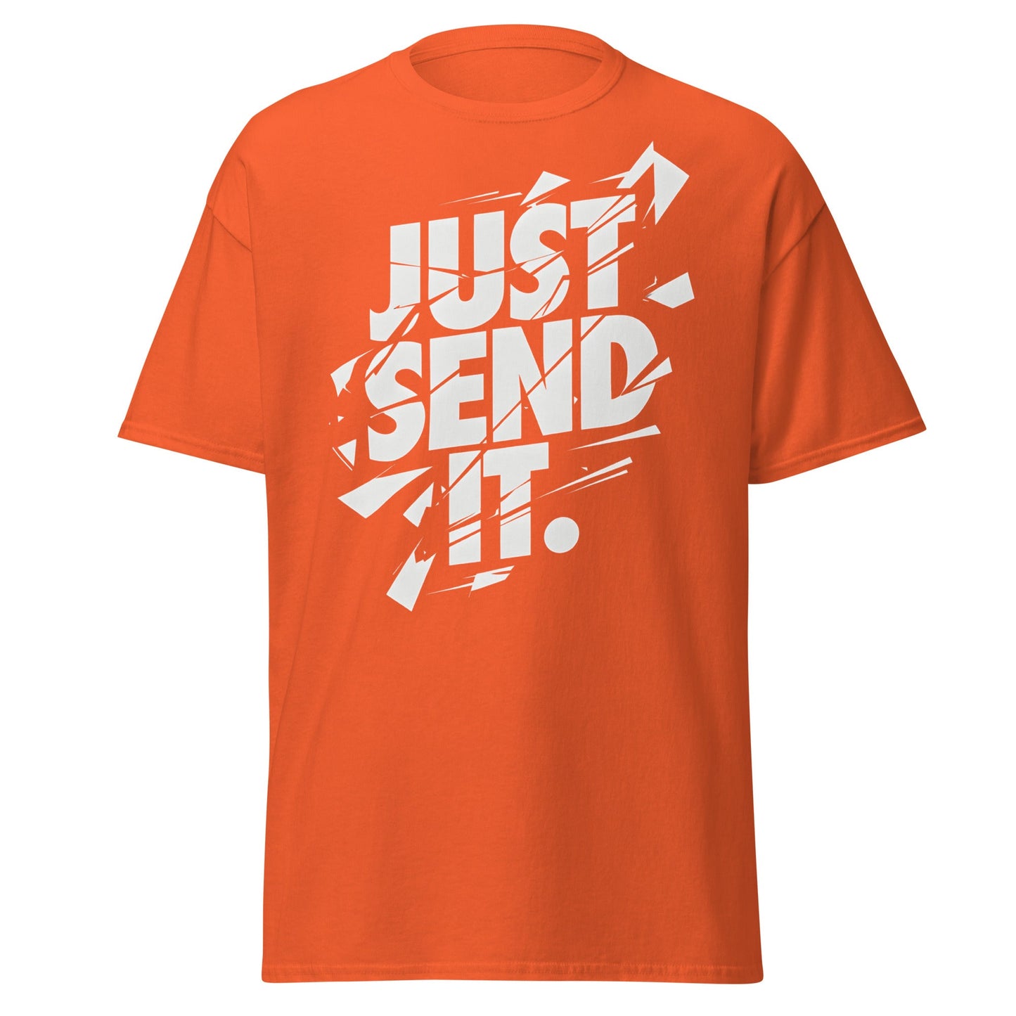 Just Send It T-Shirt | Shattered Typography Graphic Tee - Orange - T-Shirts Online