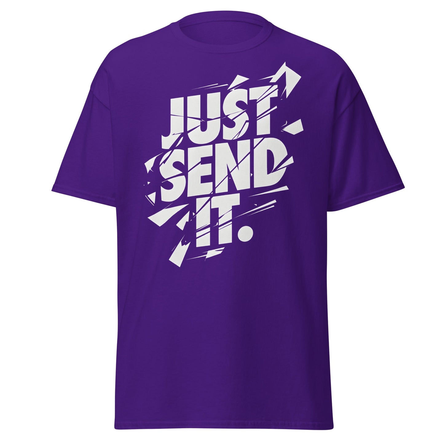 Just Send It T-Shirt | Shattered Typography Graphic Tee - Purple - T-Shirts Online